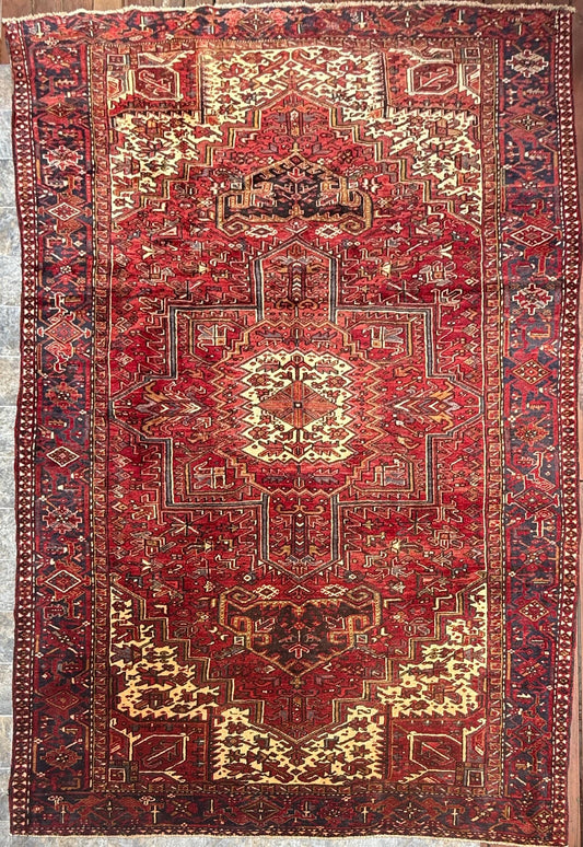 9x12.5 ft Tribal Anatolian Geometric 1930s Vintage Rug: Hand Knotted Wool Carpet, Oriental Large Area Rug