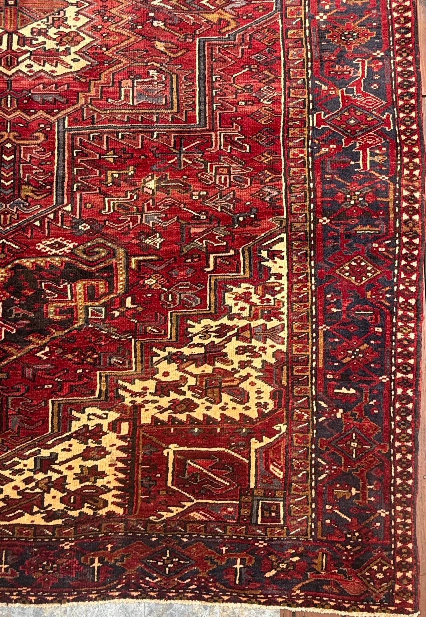 9x12.5 ft Tribal Anatolian Geometric 1930s Vintage Rug: Hand Knotted Wool Carpet, Oriental Large Area Rug