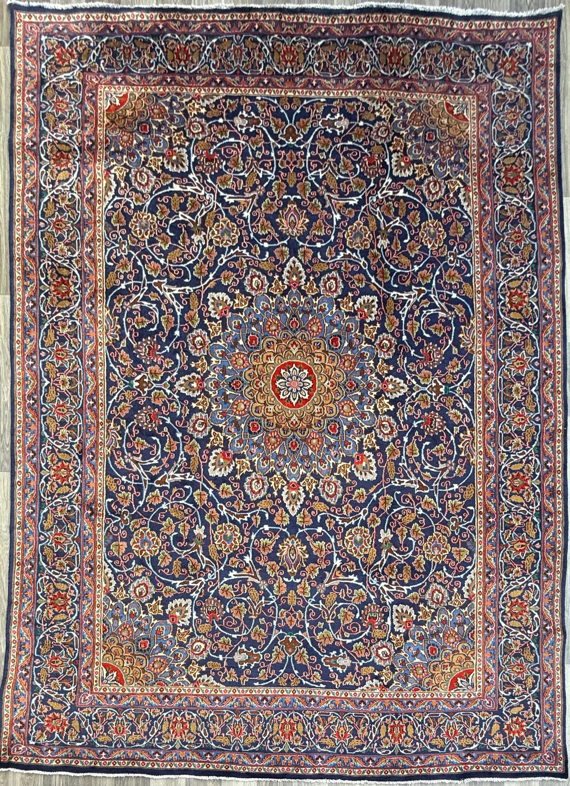 10x13 ft. 1960s Hand Knotted Kashmar Rug: Vintage Gonbad Wool Area Rug