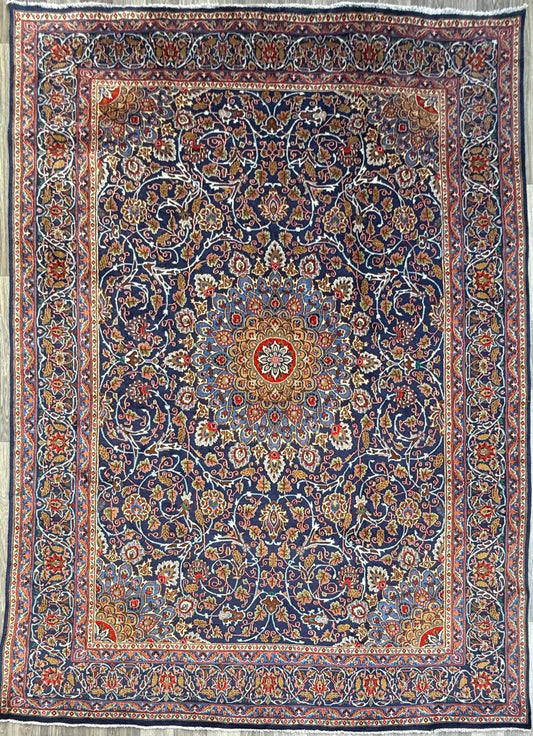 10x13 ft. 1960s Hand Knotted Kashmar Rug: Vintage Gonbad Wool Area Rug