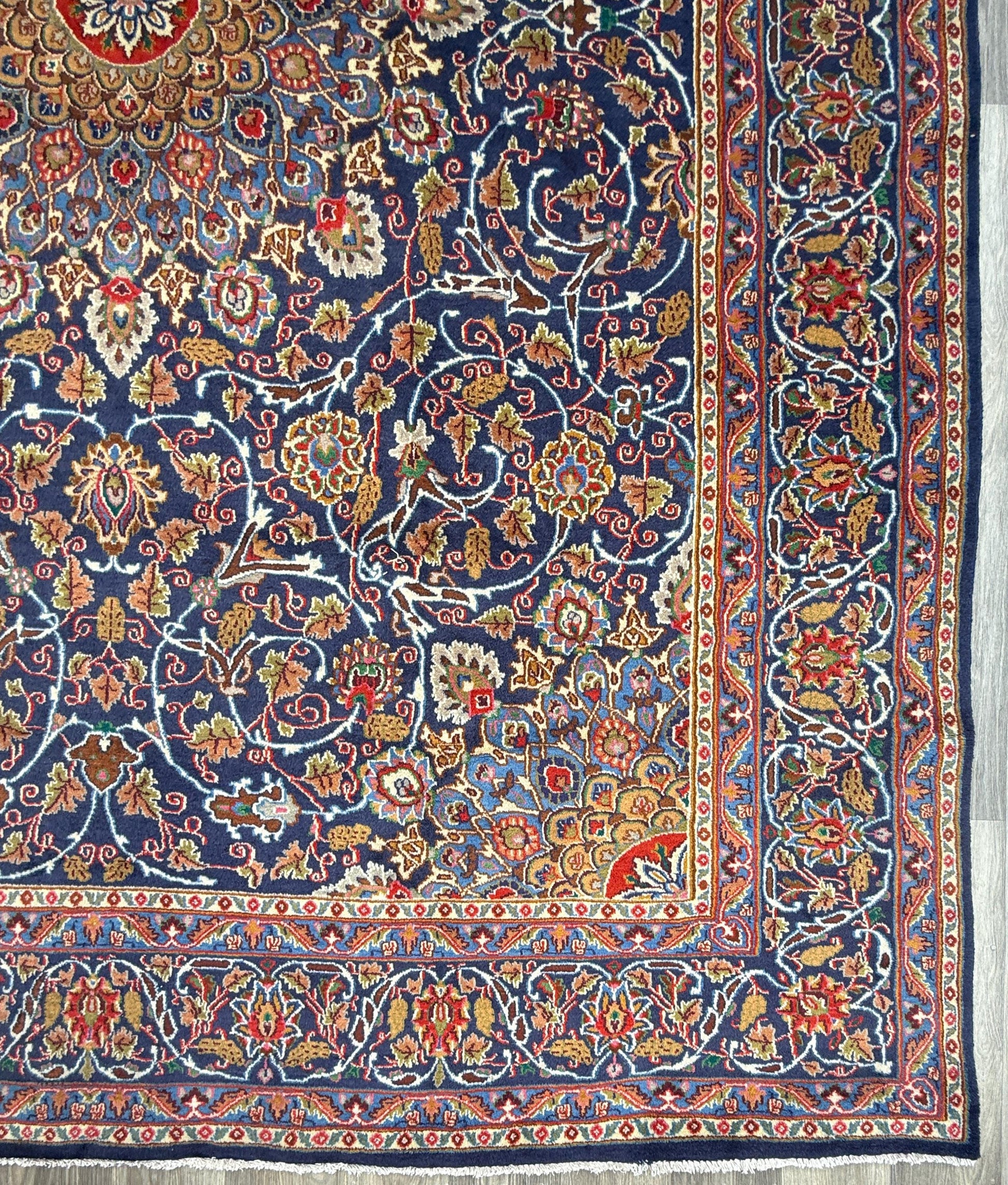 10x13 ft. 1960s Hand Knotted Kashmar Rug: Vintage Gonbad Wool Area Rug