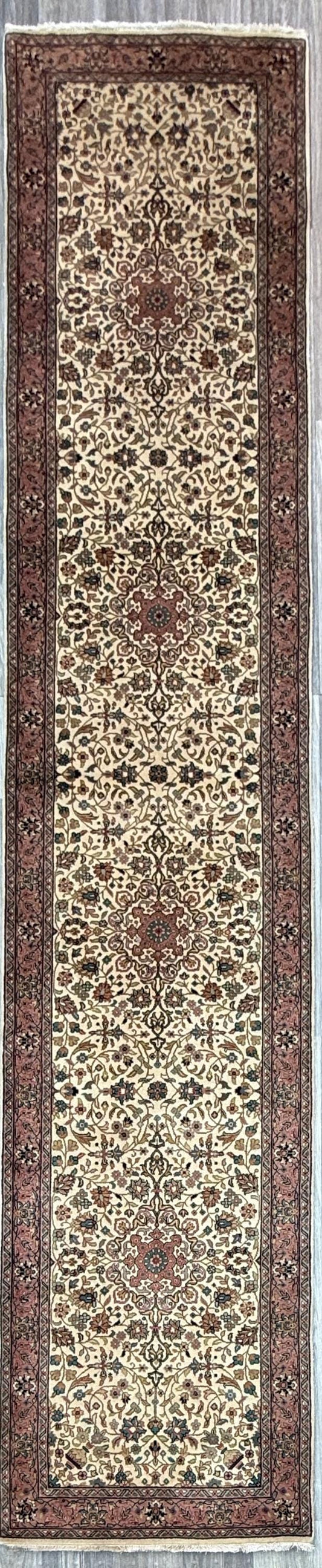13x3 ft Vintage Qashoun 1970s Hand Knotted Wool Runner Rug
