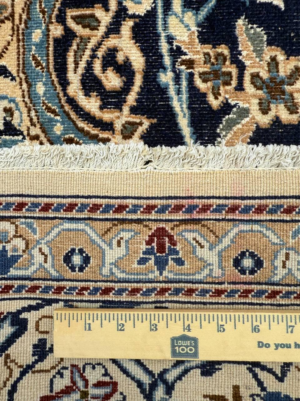 11x8 ft Vintage 1960s Naeen Wool Silk Touch Rug: Hand Knotted Oriental Carpet, Large Area Accent