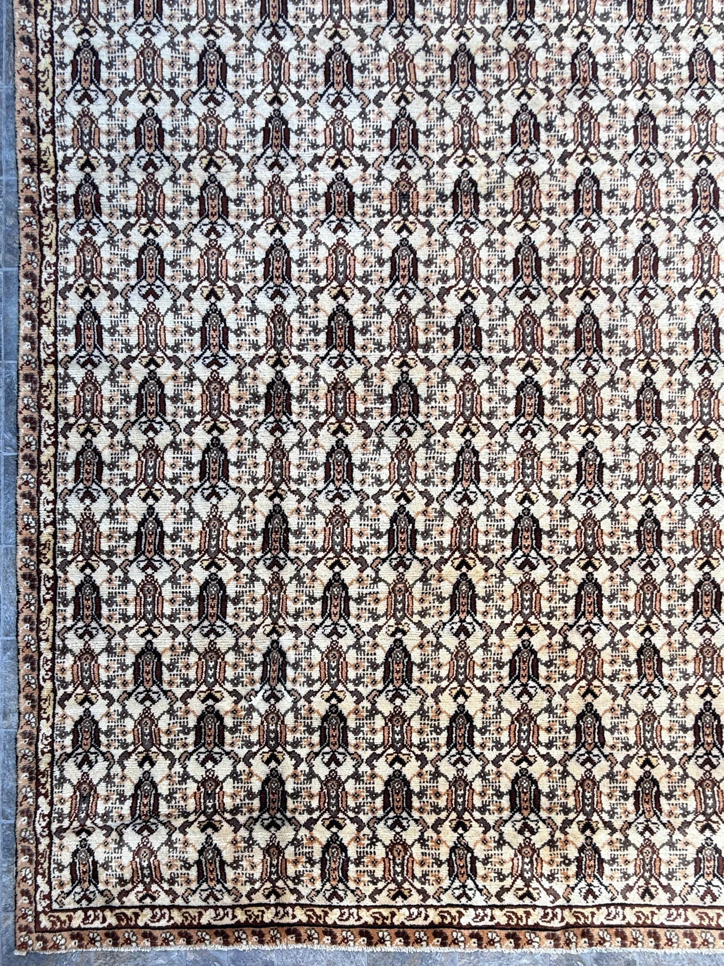 9x7 ft Moroccan Vintage Wool Rug, 1990s Hand Knotted Tribal Berber Carpet, Bohemian Area Rug