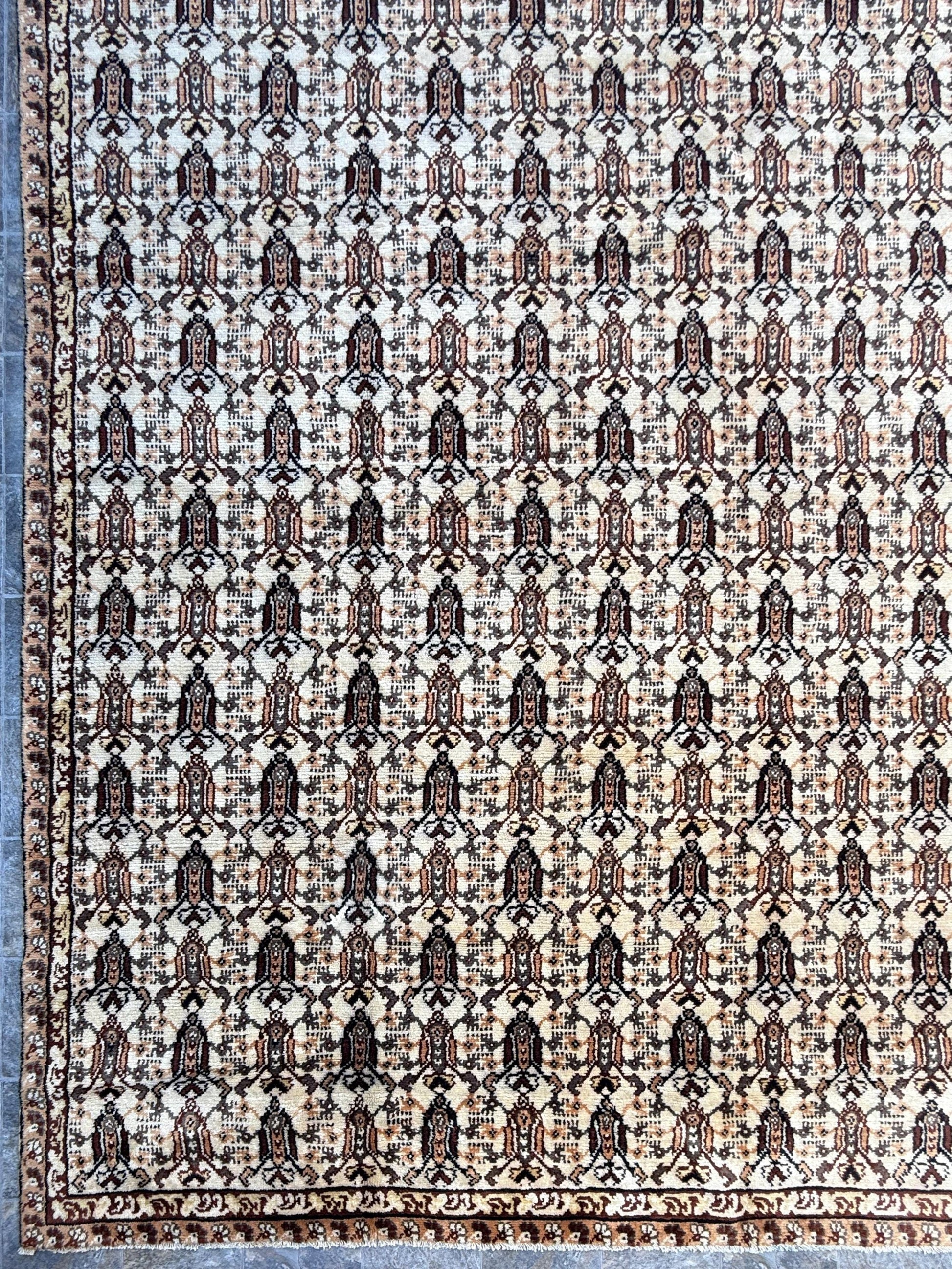 9x7 ft Moroccan Vintage Wool Rug, 1990s Hand Knotted Tribal Berber Carpet, Bohemian Area Rug