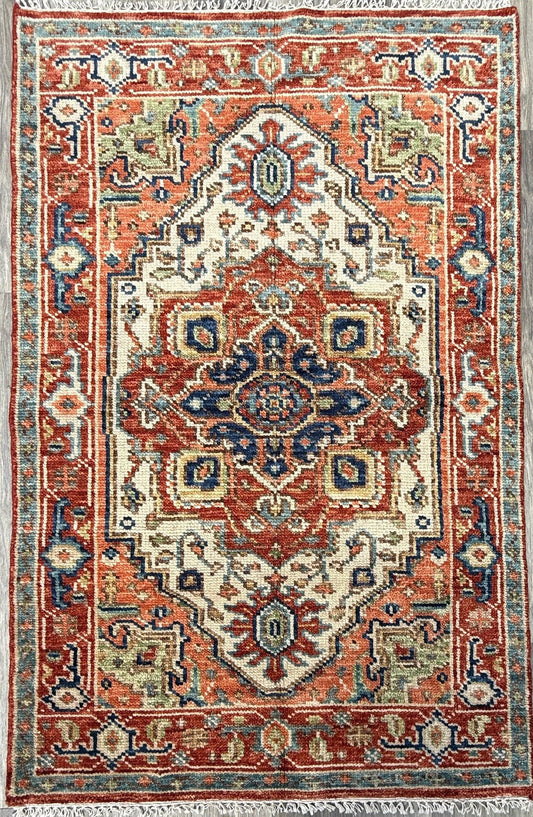 4x6 ft Oushak Bohemian Turkish Rug: Hand Knotted Contemporary Wool Area Rug