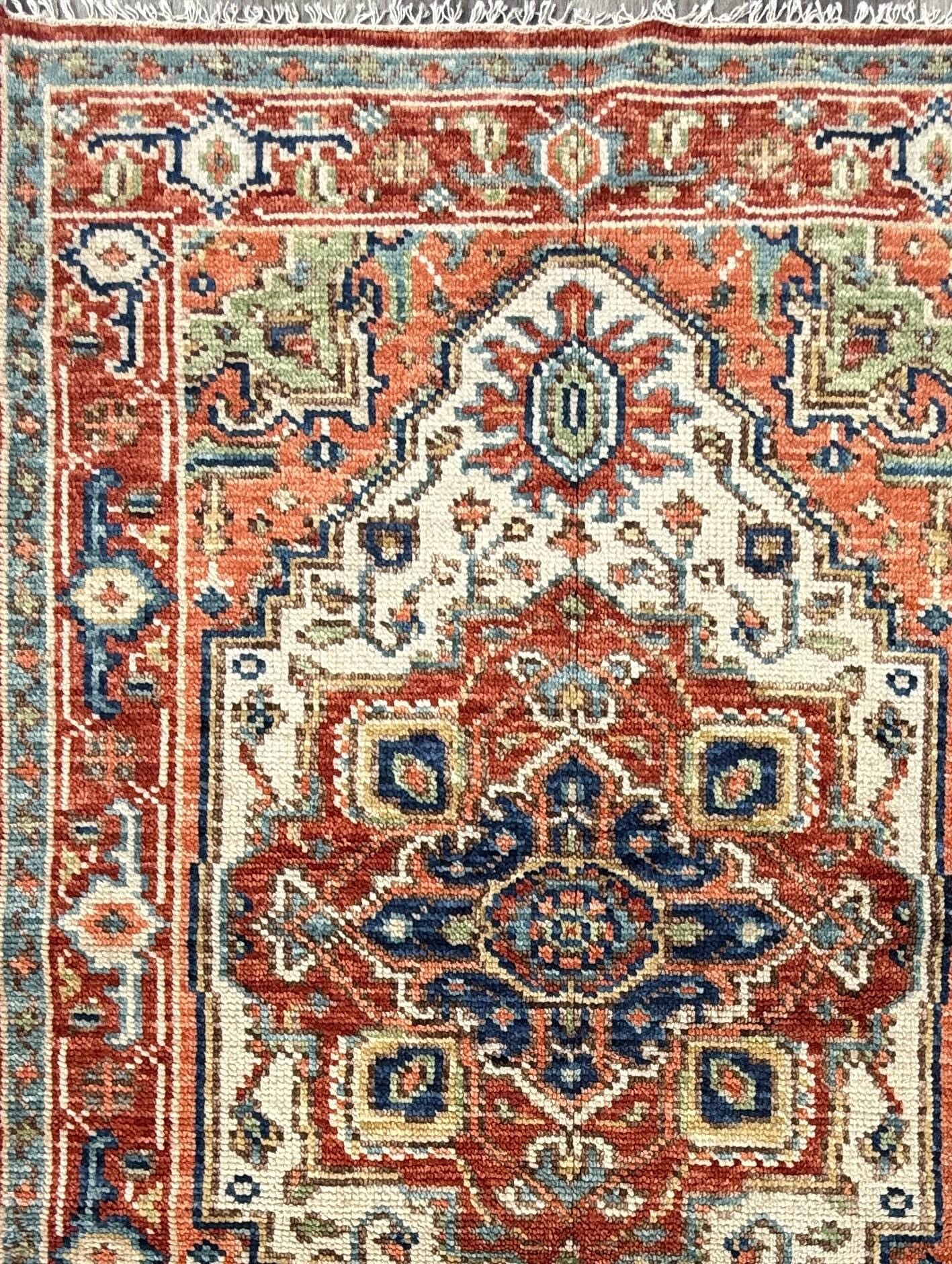 4x6 ft Oushak Bohemian Turkish Rug: Hand Knotted Contemporary Wool Area Rug