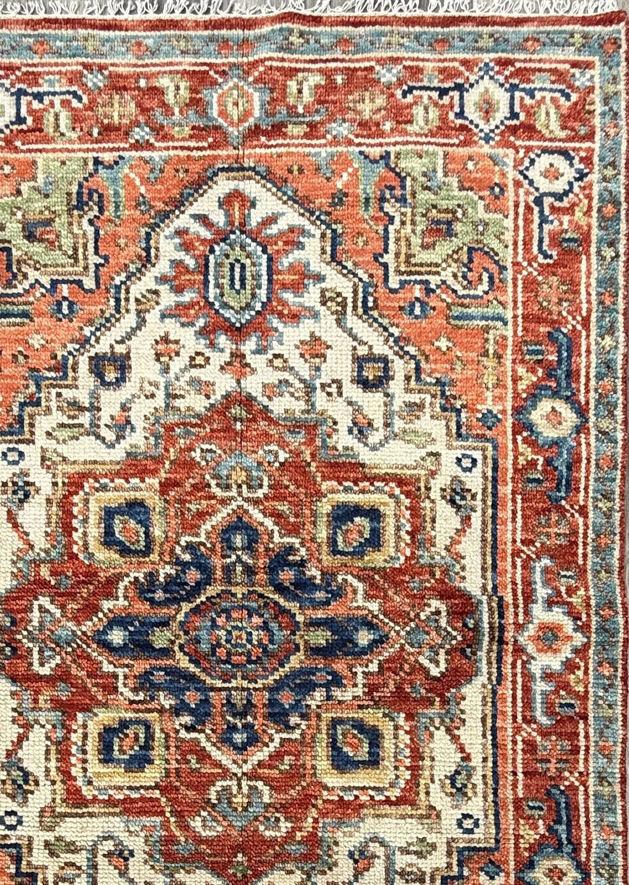 4x6 ft Oushak Bohemian Turkish Rug: Hand Knotted Contemporary Wool Area Rug