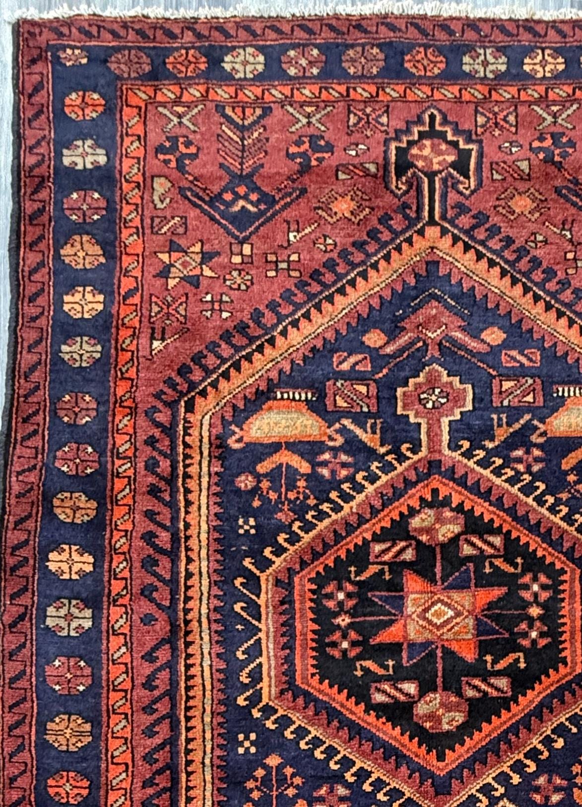 4.8x7 ft Geometric Village Rug, 1930s Vintage Hand Knotted Wool Carpet, Anatolian Oriental Area Rug