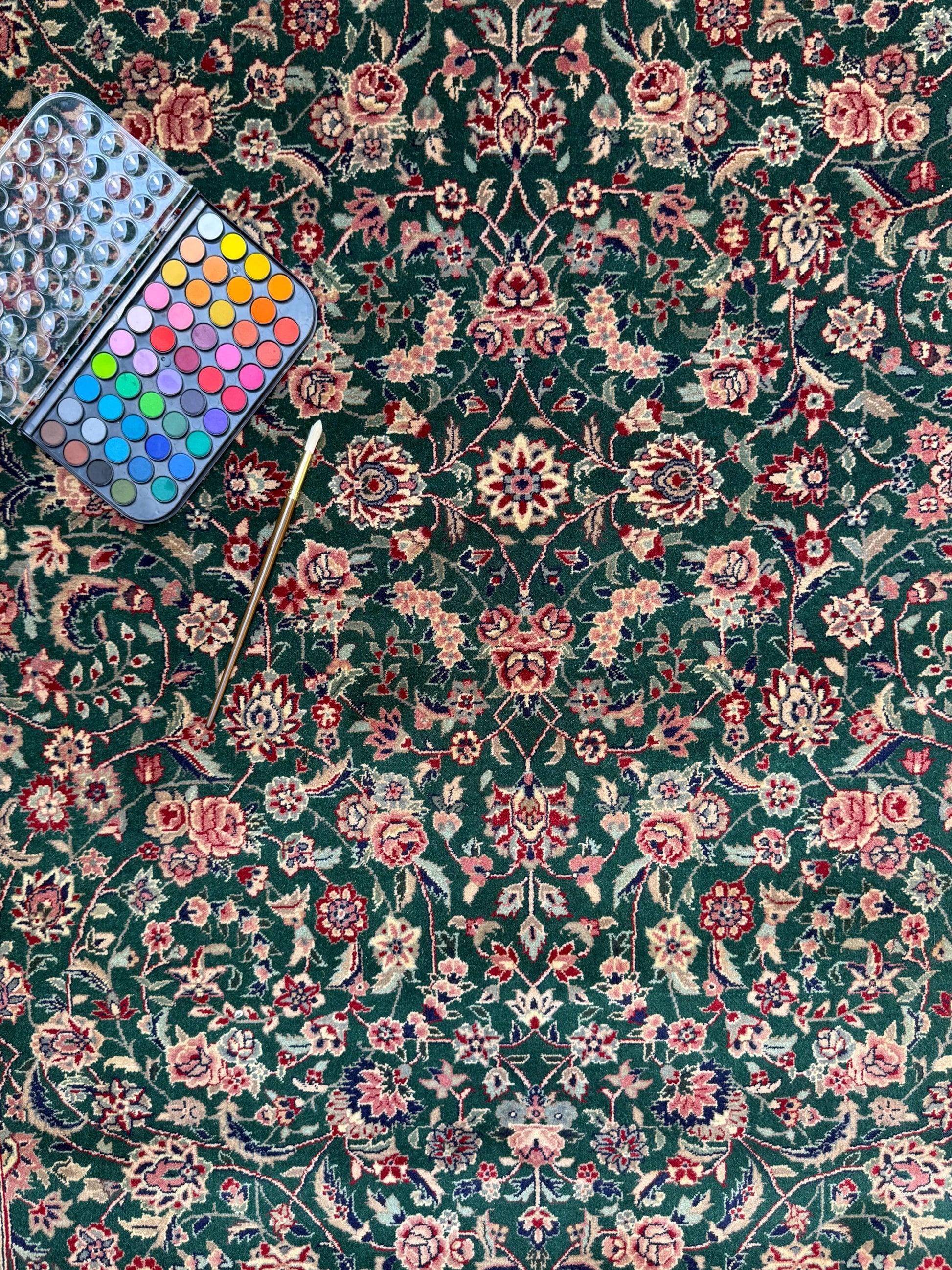 9x6 ft Vintage Tabriz Silk & Wool Rug: 1970s Hand-Knotted Oriental Carpet