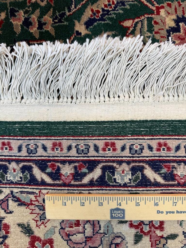 9x6 ft Vintage Tabriz Silk & Wool Rug: 1970s Hand-Knotted Oriental Carpet