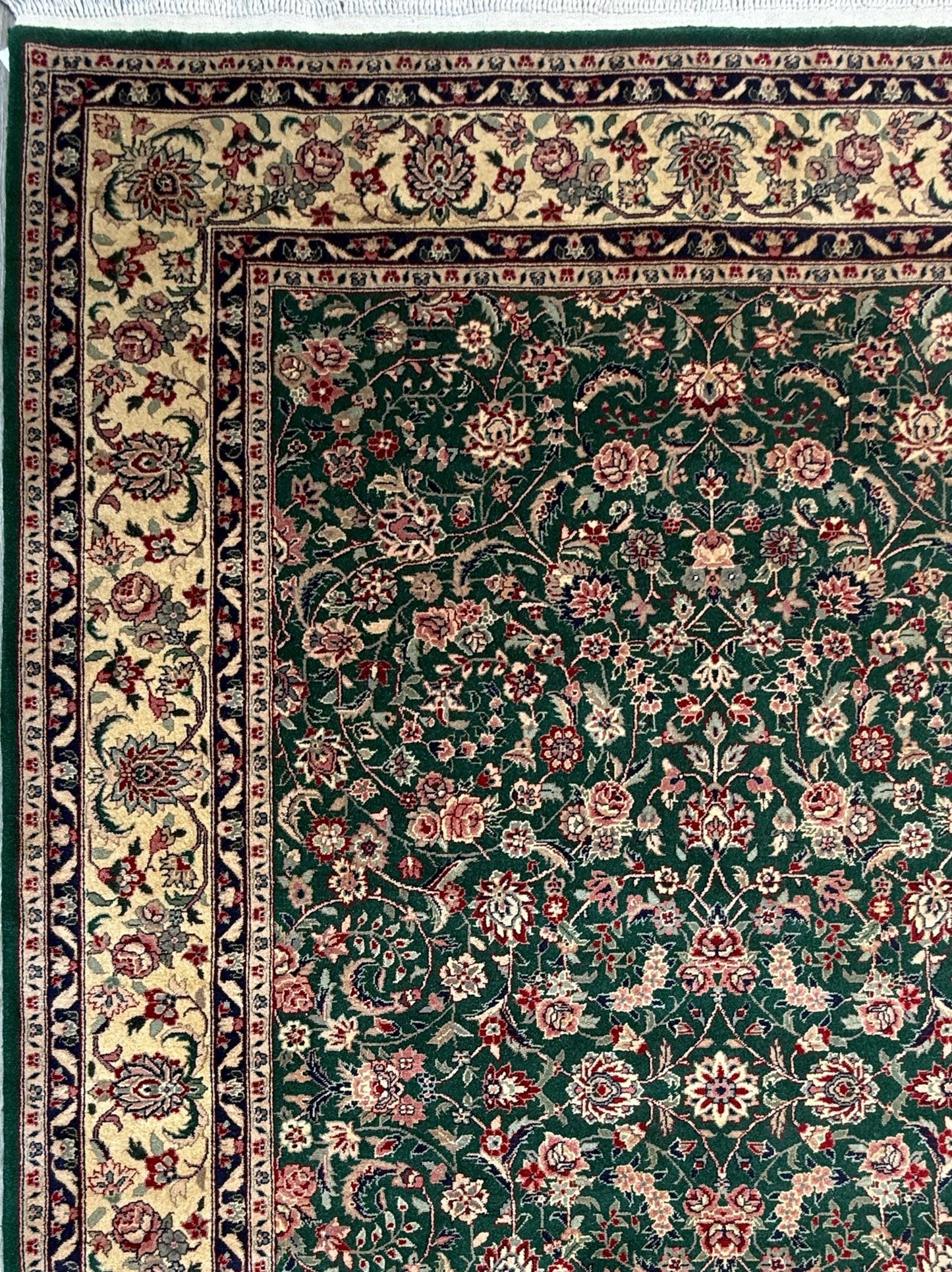 9x6 ft Vintage Tabriz Silk & Wool Rug: 1970s Hand-Knotted Oriental Carpet