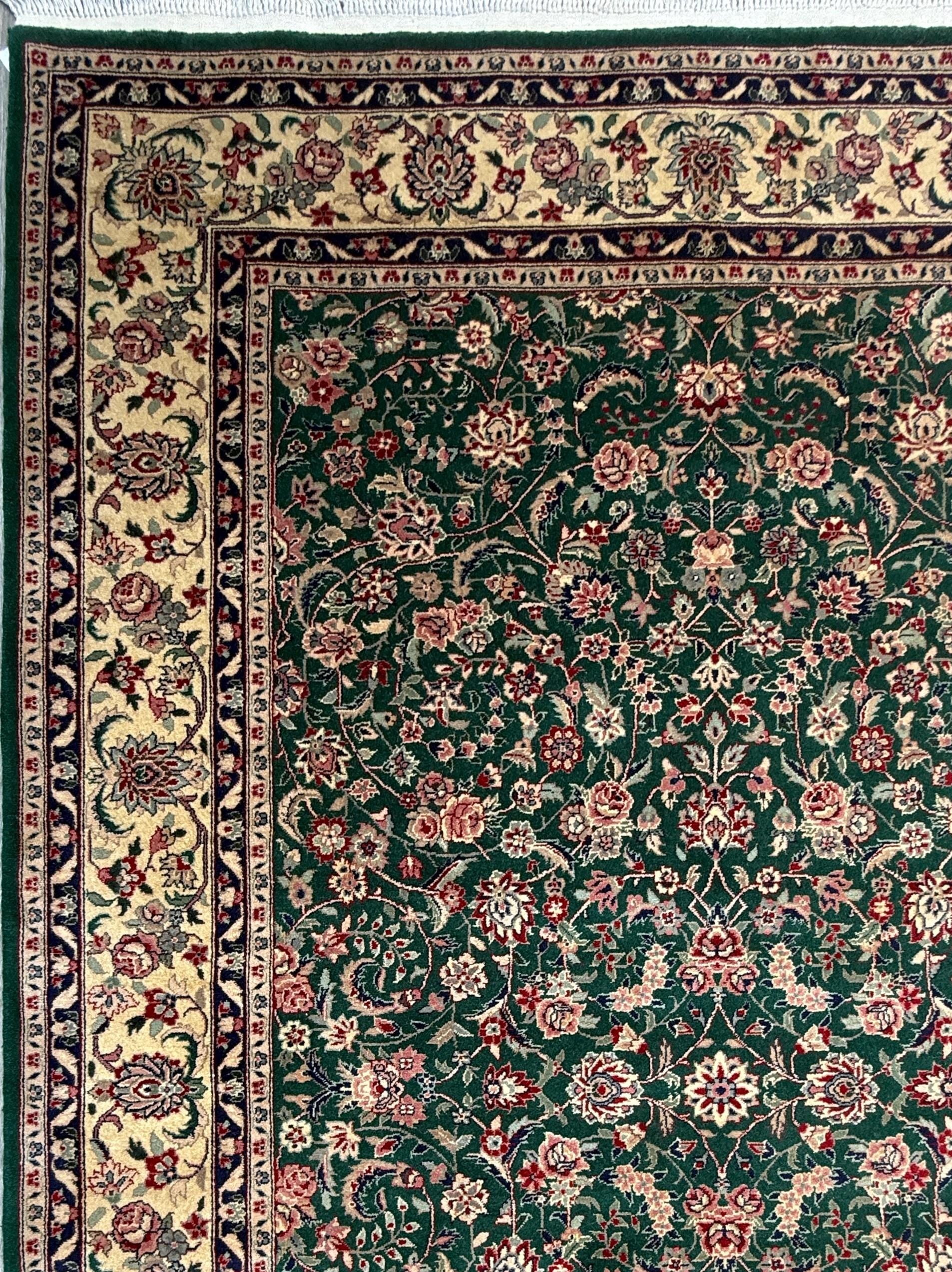 9x6 ft Vintage Tabriz Silk & Wool Rug: 1970s Hand-Knotted Oriental Carpet