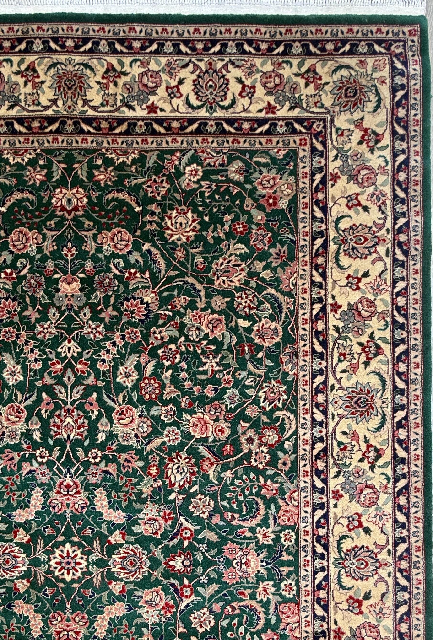 9x6 ft Vintage Tabriz Silk & Wool Rug: 1970s Hand-Knotted Oriental Carpet