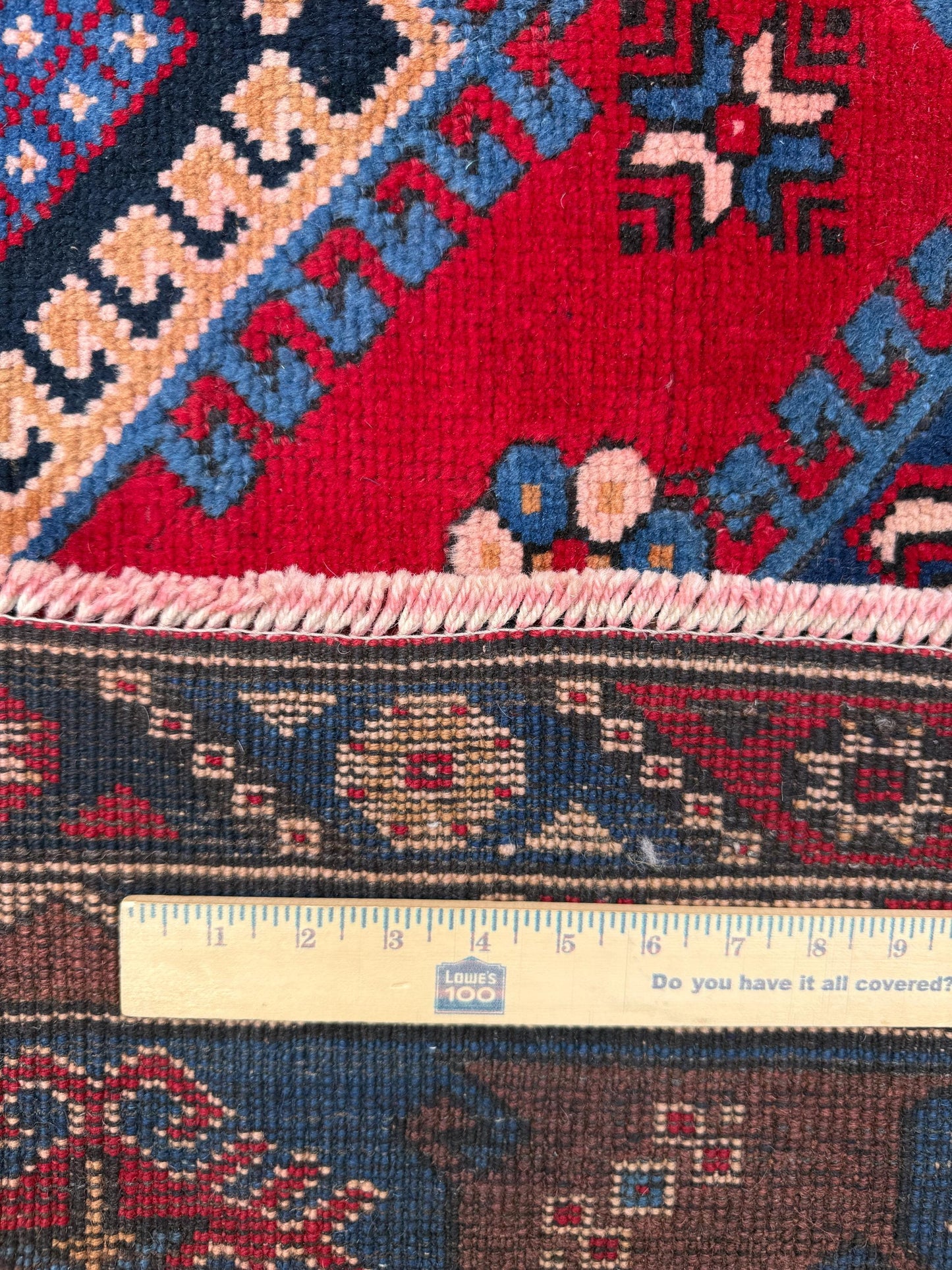 10x7 ft 1940s Hand-Knotted Caucasian Geometric Wool Rug: Vintage Tribal Design
