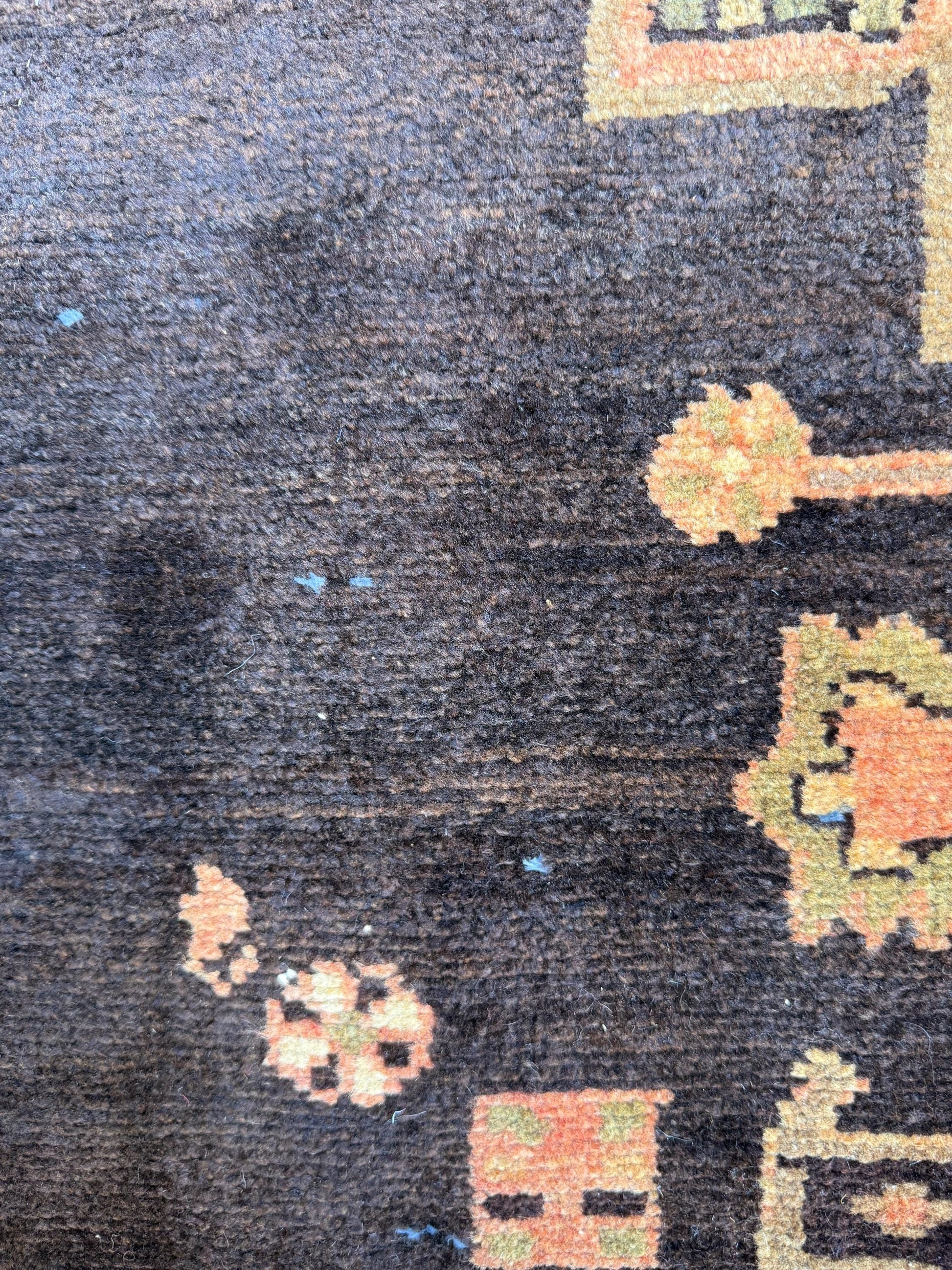 2.8x8.7 ft Vintage 1930s Geometric Runner: Hand Knotted Wool Anatolian Oriental Village Carpet