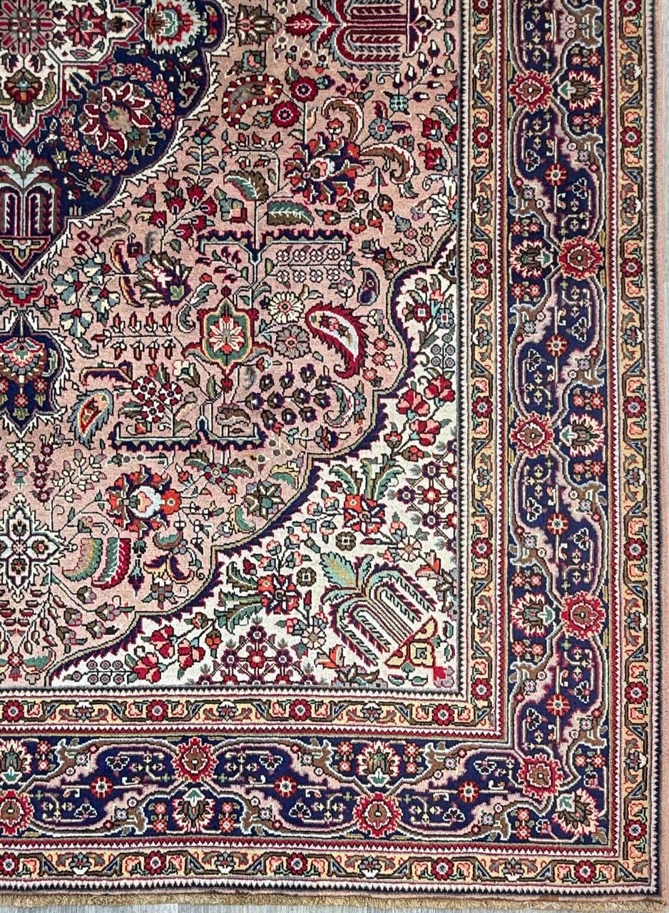 8.4x11.5 ft. Vintage 1940s Kashan Royal Design Rug: Hand Knotted Wool Oriental Bohemian Large Carpet