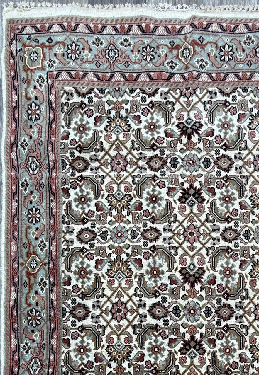 6x4 ft Vintage Bijour 1980s Tribal Wool Rug: Hand Knotted Oriental Geometric Area Carpet