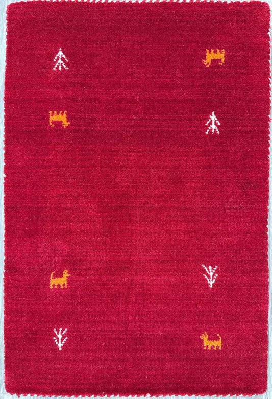 2x3 ft Bohemian Gabbeh Rug, New Hand Made Gabbeh Contemporary Wool Oriental Small Area Carpet