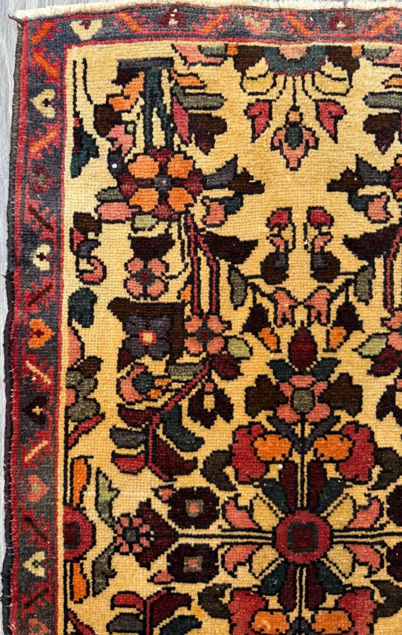 2.1x3.7 ft Vintage 1930s Adana Tribal Rug, Geometric Wool Carpet, Hand Knotted Oriental Village Accent