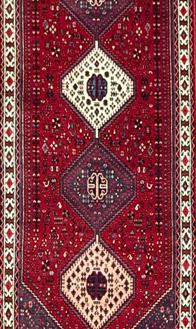 9x3 ft Vintage 1970s Mai Mai Runner Rug: Hand Knotted Wool Tribal Nomadic Desig Carpet