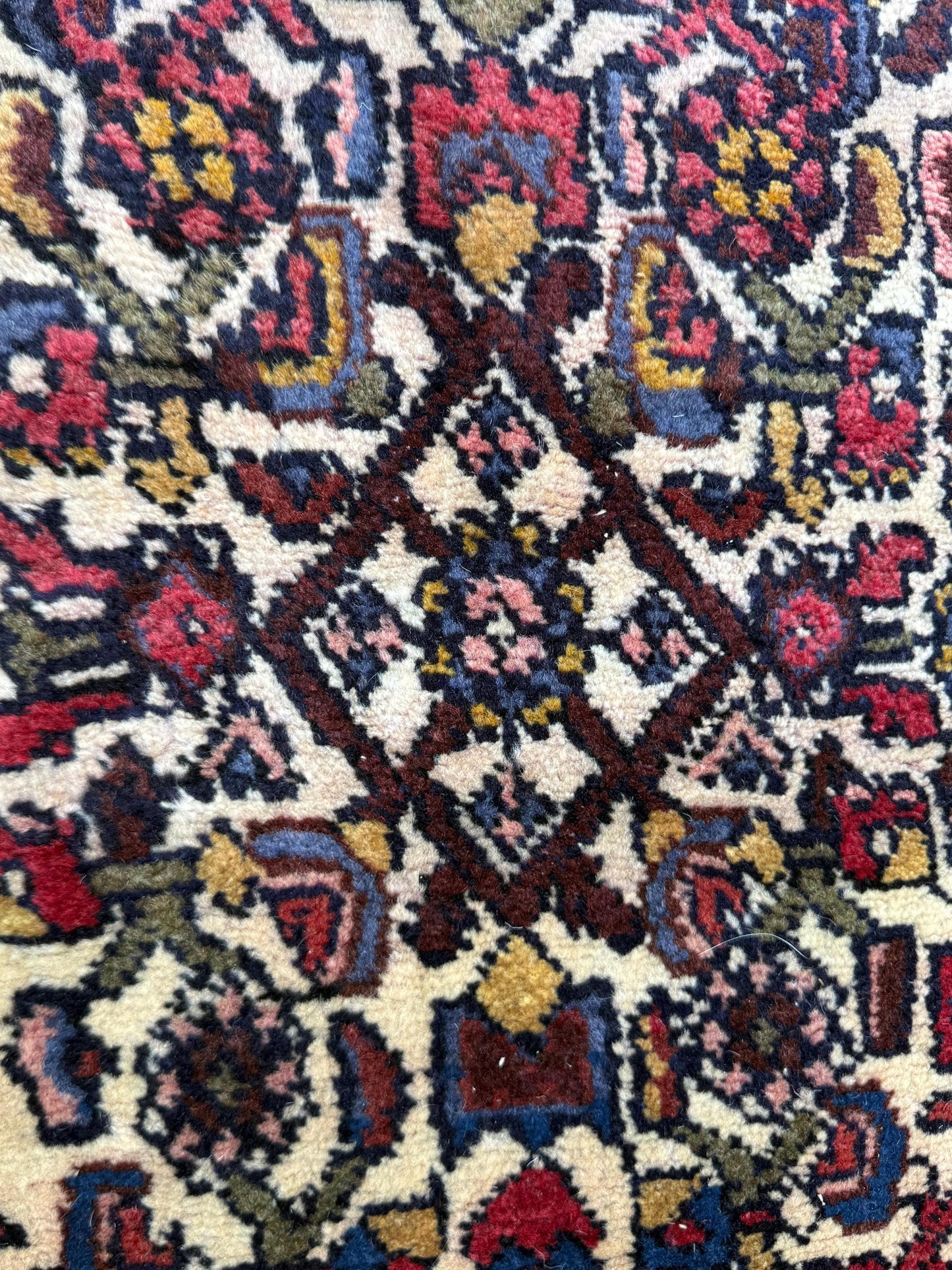 3x9 ft 1950s Vintage Anatolian Wool Runner Rug: Hand Knotted Wool Geometric Tribal Carpet, Village Hallway Rug