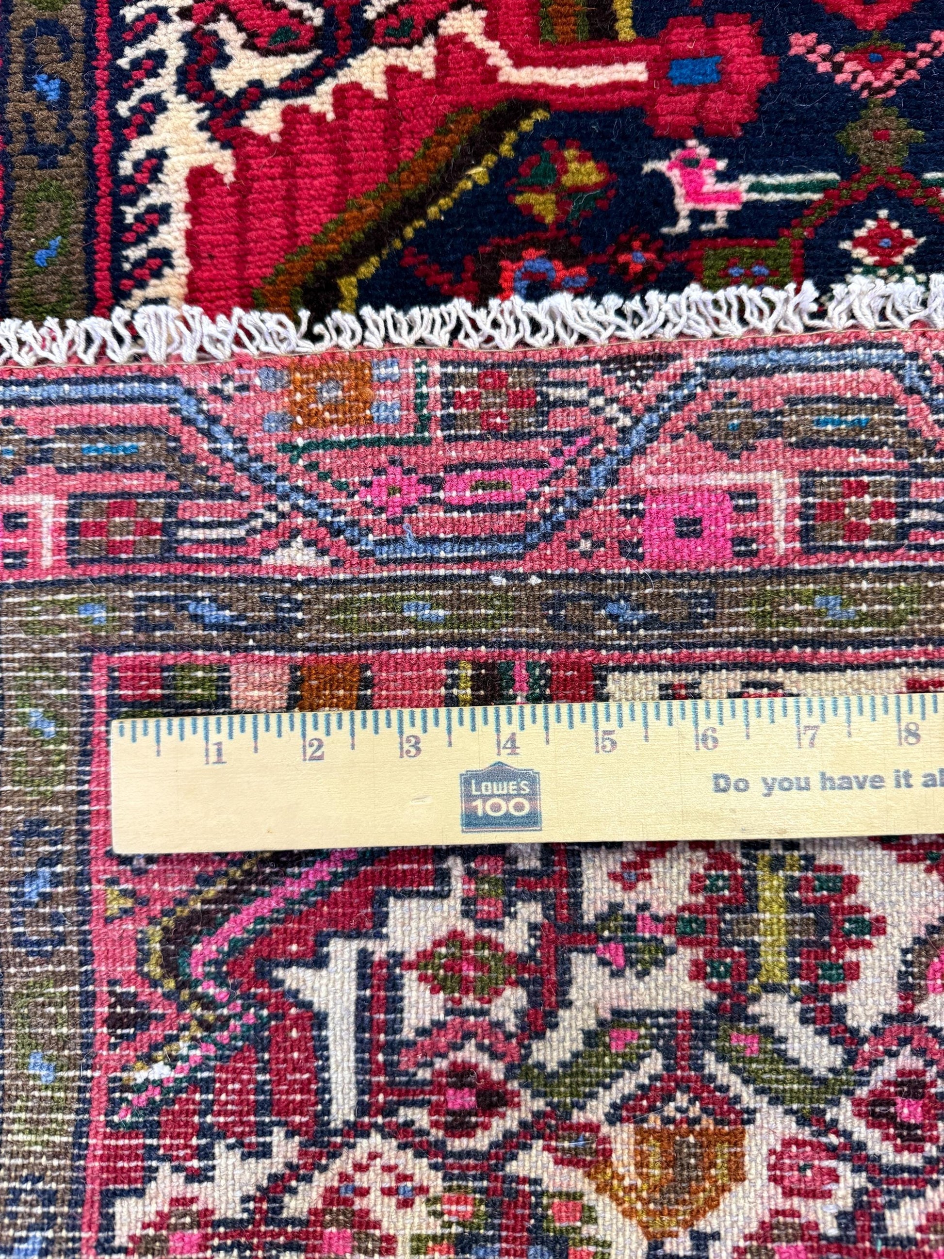 2x3 ft Hand-Knotted Vintage Hamidoun Wool Rug: 1970s Tribal Design