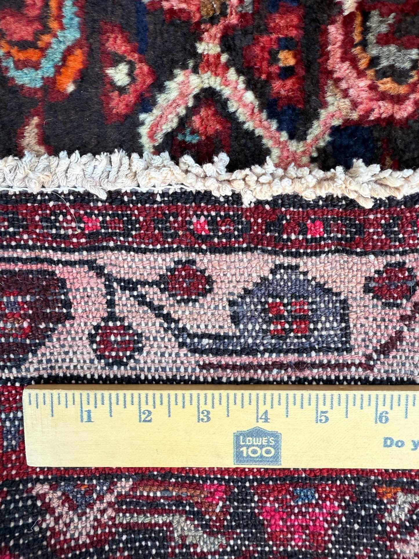 3.9x9.9 ft Vintage 1940s Anatolian Rug: Hand Knotted Wool Village Carpet, Geometric Tribal Design