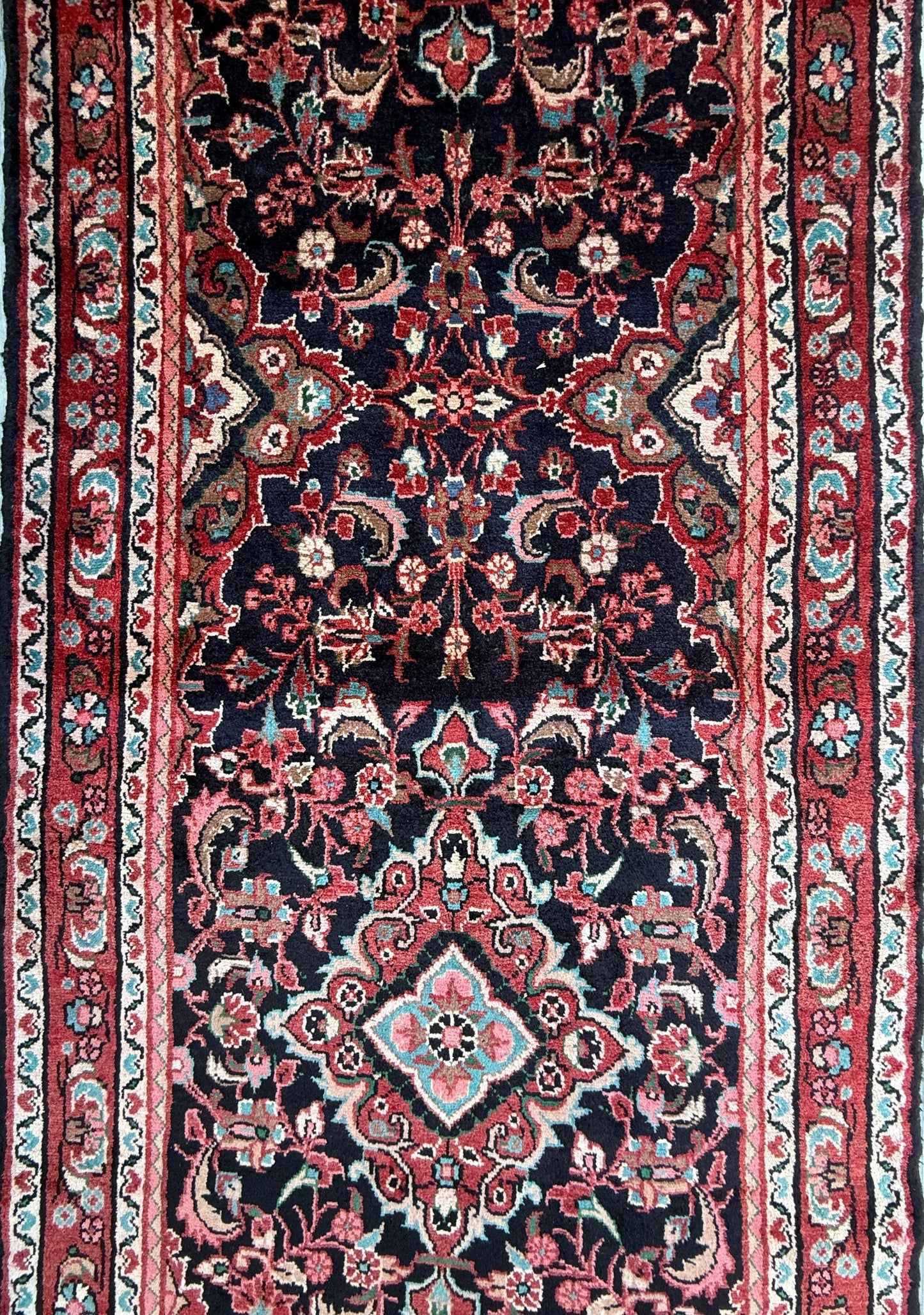 3.6x11 ft Vintage 1930s Runner Rug: Hand Knotted Wool Anatolian Tribal Carpet