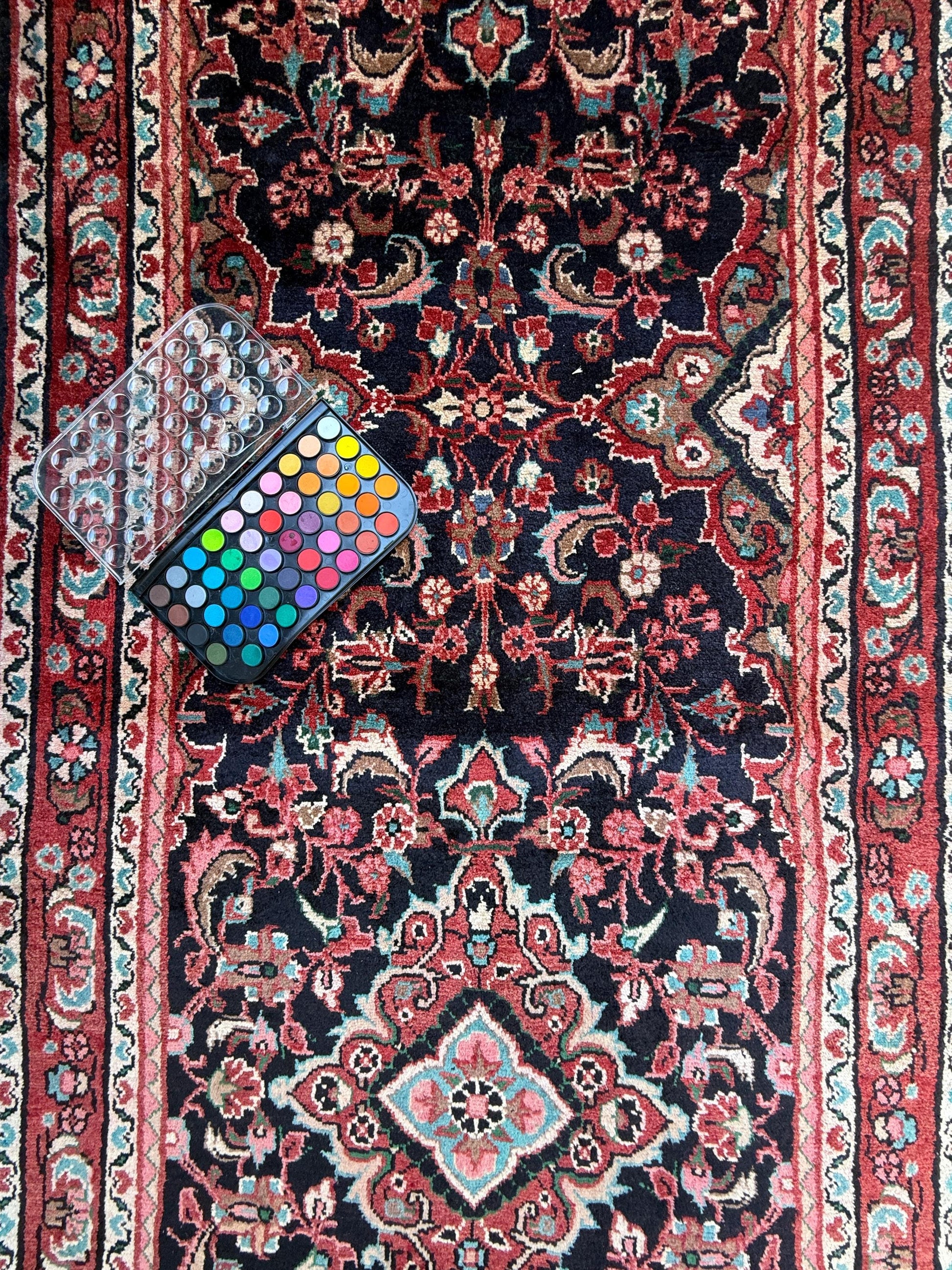 3.6x11 ft Vintage 1930s Runner Rug: Hand Knotted Wool Anatolian Tribal Carpet