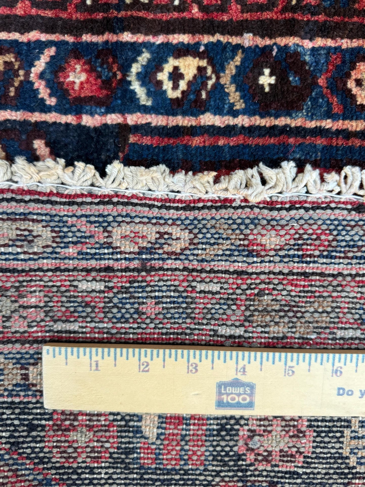 3.2x10.1 ft Vintage 1930s Runner Rug: Hand Knotted Wool Anatolian Farmhouse Village Carpet, Geometric Tribal Design