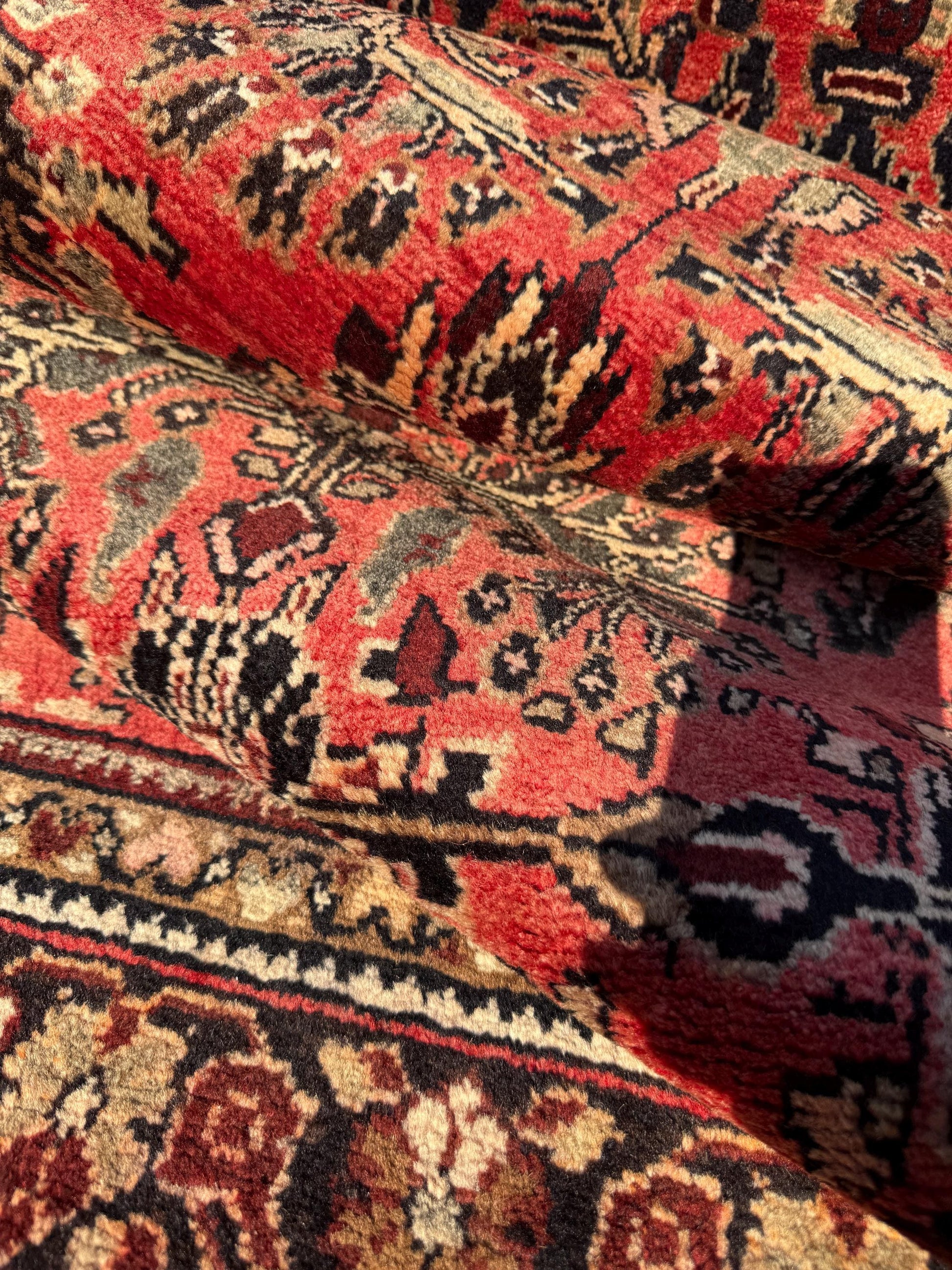 3.5x9.1 ft Vintage 1930s Rug: Authentic Anatolian Tribal Runner, Hand Knotted Wool Geometric Village Carpet