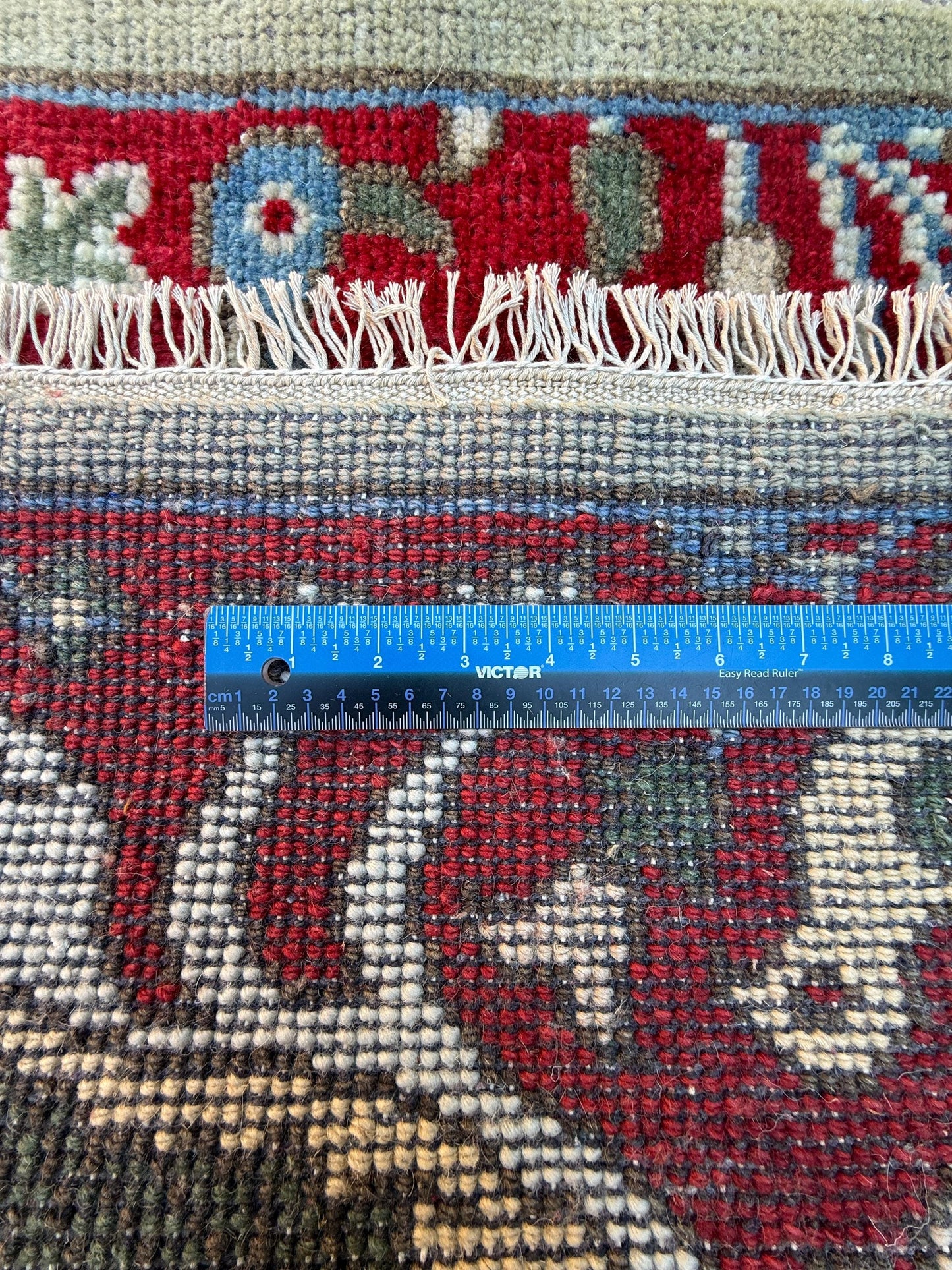 1.11x3 ft Bohemian Oushak Rug: Hand-Knotted Birds Design, Contemporary Wool Carpet