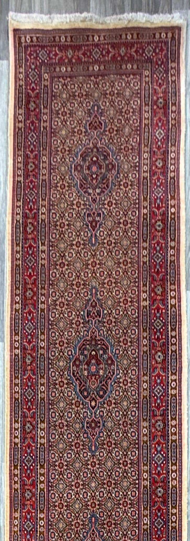 2x12 ft Vintage 1970s Yamoud Rug: Hand Knotted Wool Runner Tribal Hallway Rug