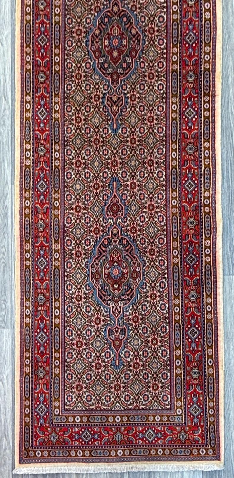 2x12 ft Vintage 1970s Yamoud Rug: Hand Knotted Wool Runner Tribal Hallway Rug