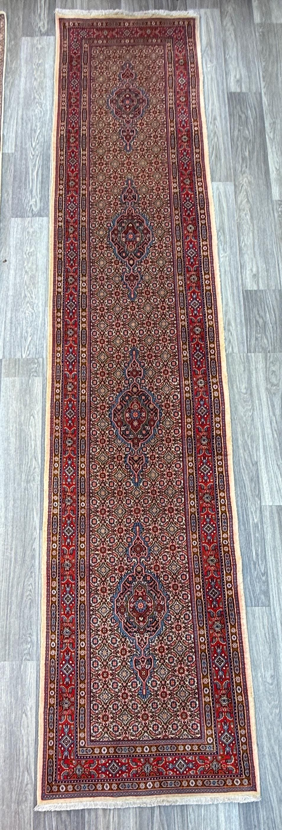 2x12 ft Vintage 1970s Yamoud Rug: Hand Knotted Wool Runner Tribal Hallway Rug