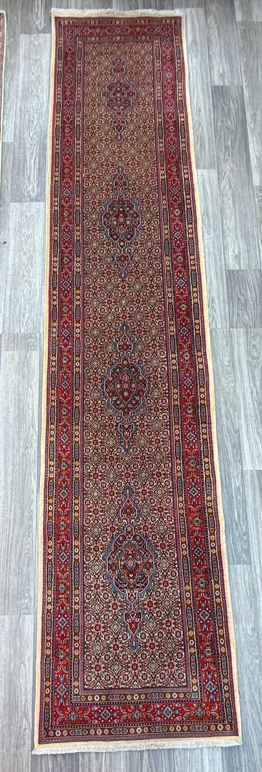 2x12 ft Vintage 1970s Yamoud Rug: Hand Knotted Wool Runner Tribal Hallway Rug