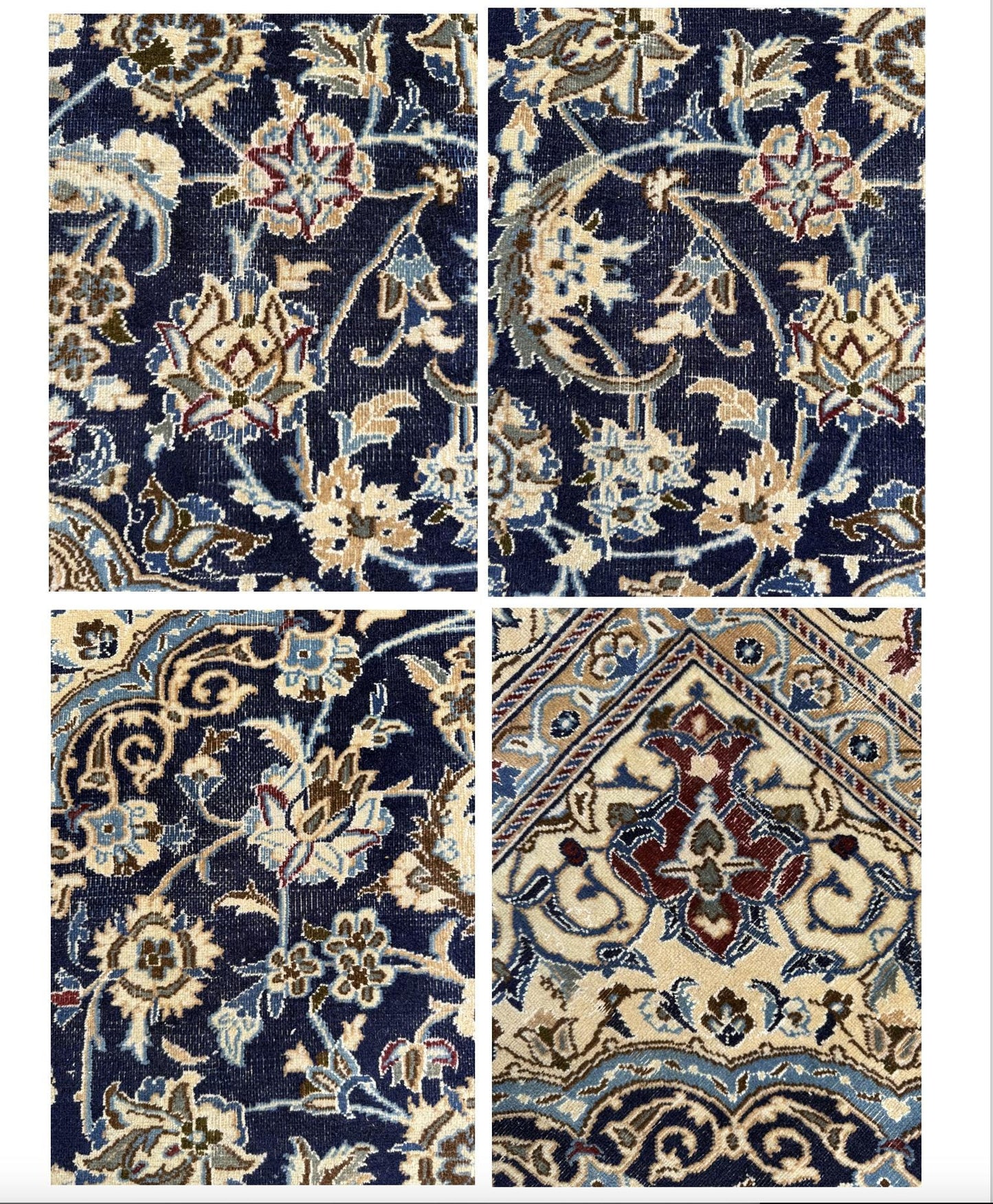 11x8 ft Vintage 1960s Naeen Wool Silk Touch Rug: Hand Knotted Oriental Carpet, Large Area Accent