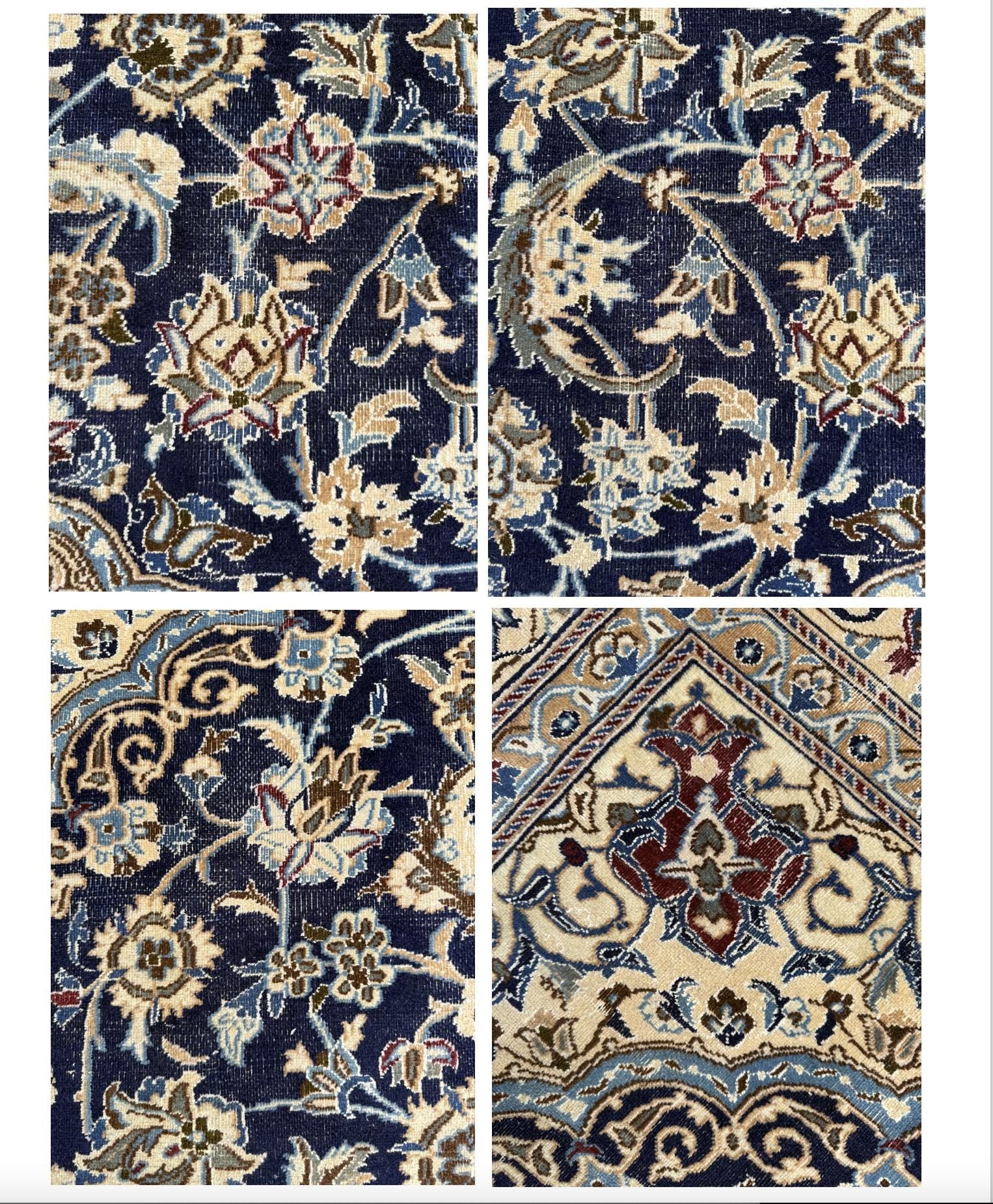 11x8 ft Vintage 1960s Naeen Wool Silk Touch Rug: Hand Knotted Oriental Carpet, Large Area Accent