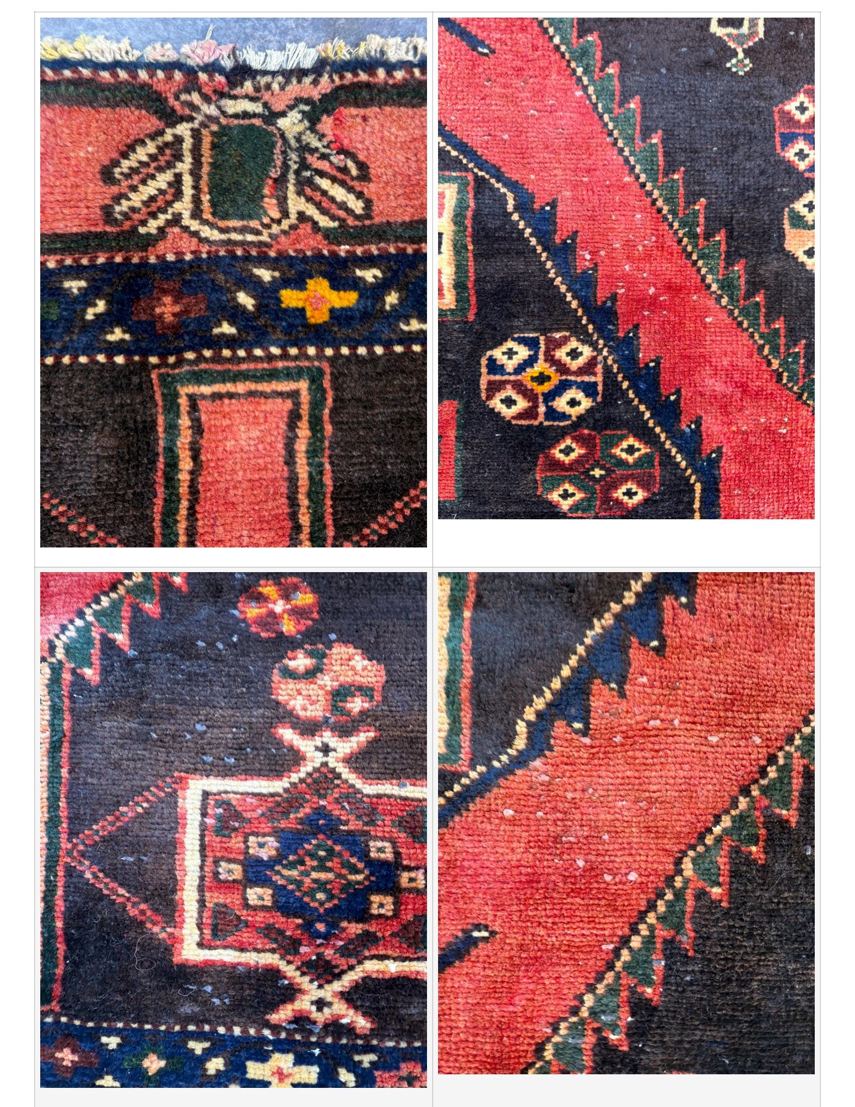 4x6 ft. Vintage Tribal Wool Rug: Hand-Knotted Geometric Village Anatolian Carpet