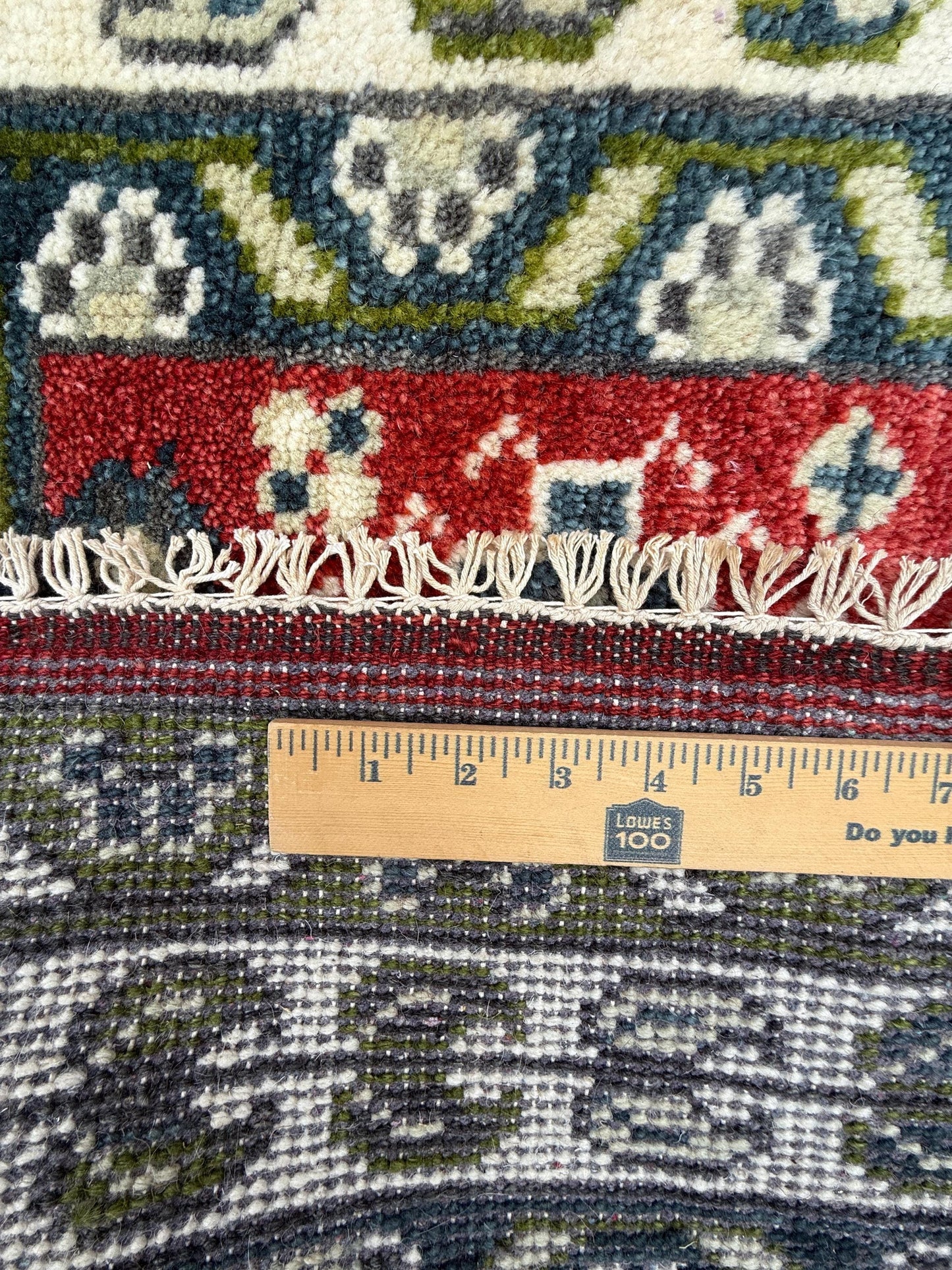 4x6 ft Oushak Geometrical Rug: Village Made Wool Carpet Hand Knotted Bohemian Style