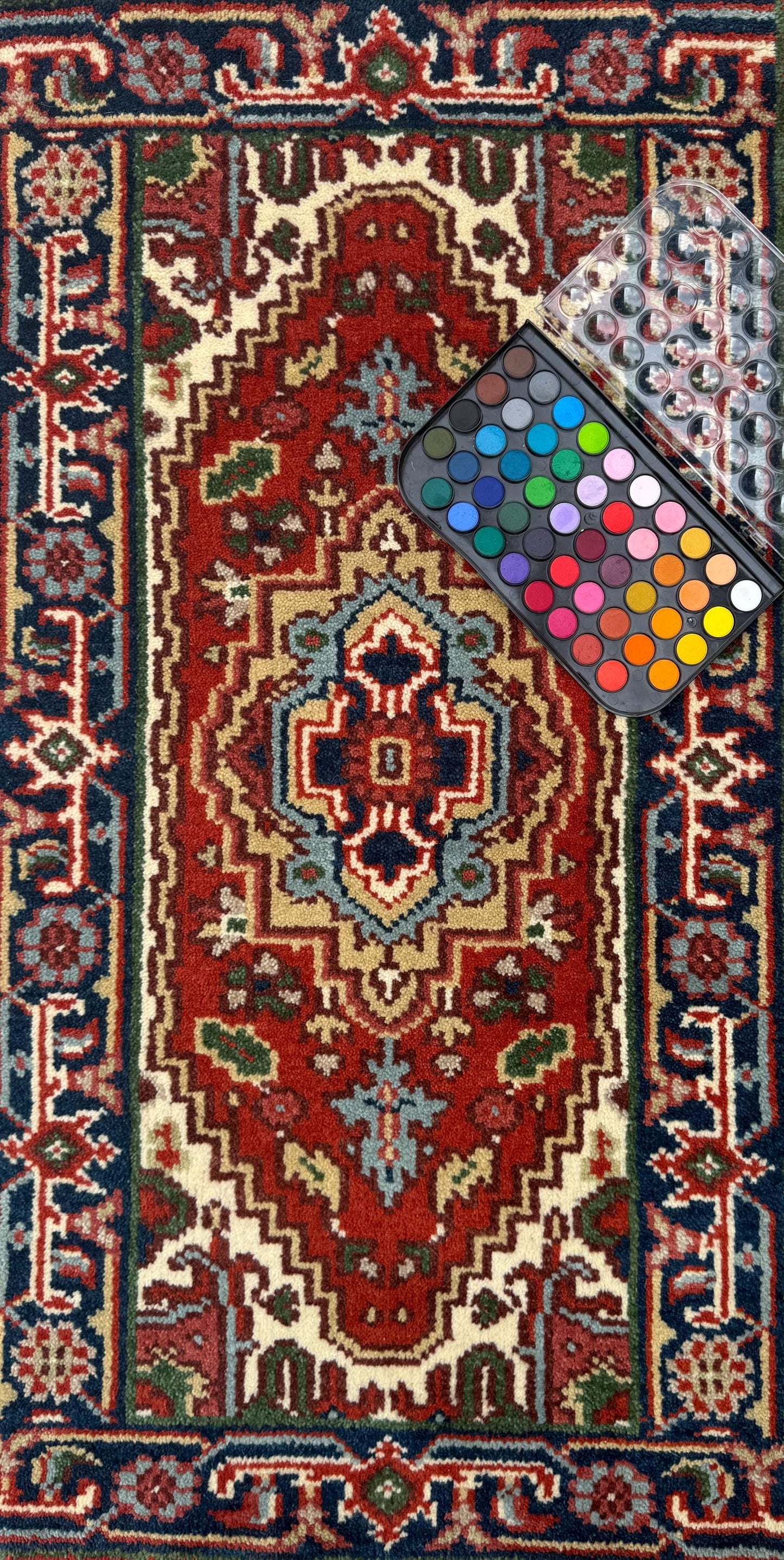 2x4 ft Hand-Knotted Wool Serapi Heriz Rug: Turkish Accent Carpet