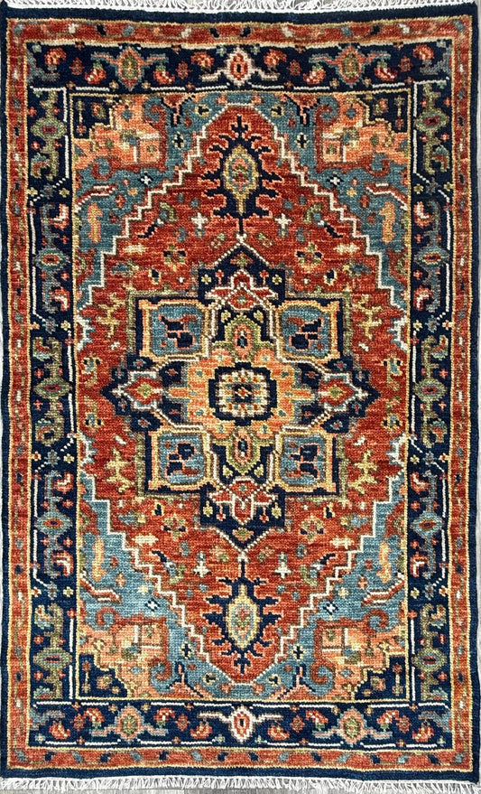 4x6.3 ft Modern Oushak Rug: Multicolored Hand Knotted Wool Bohemian Area Rug