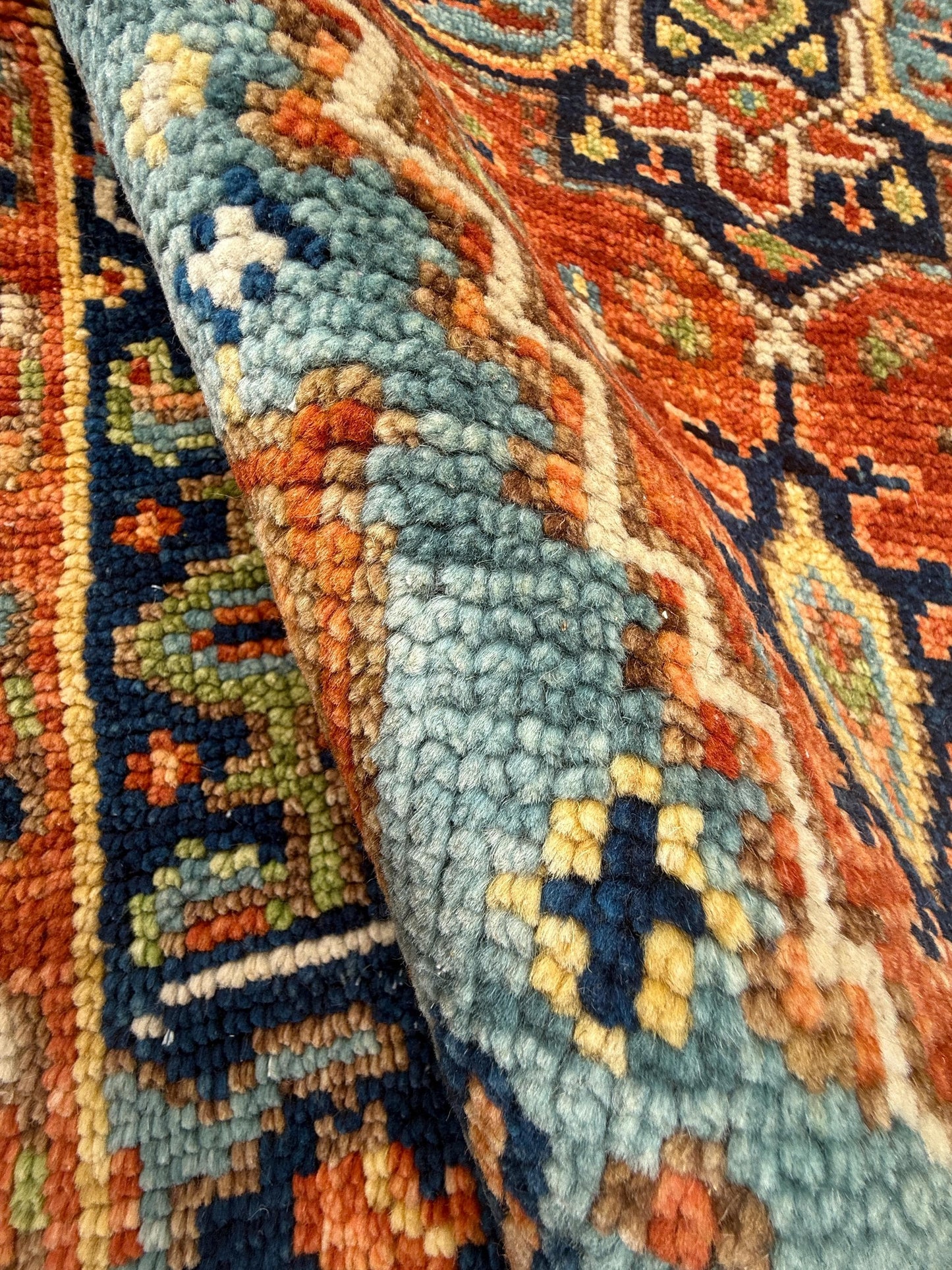 4x6.3 ft Modern Oushak Rug: Multicolored Hand Knotted Wool Bohemian Area Rug