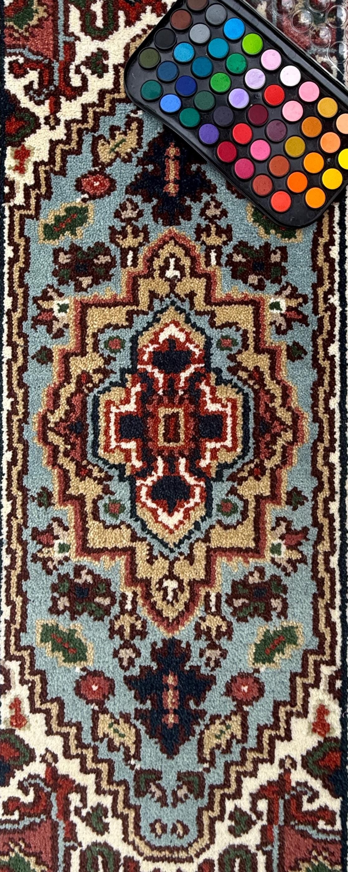 2x4 ft. Hand-Knotted Turkish Serapi Heriz Wool Rug: Vibrant Accent Carpet