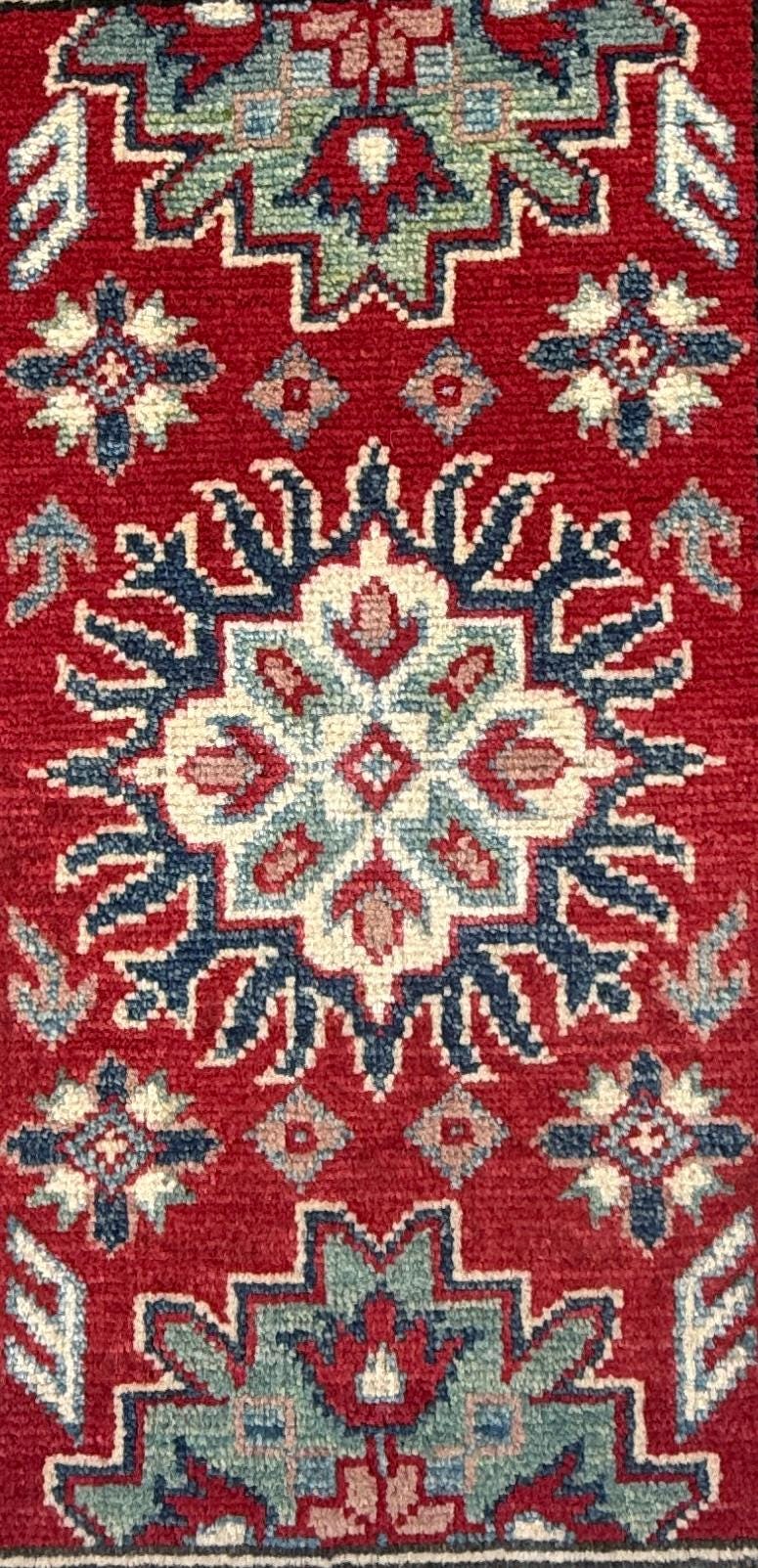 2.3x3.2 ft Hand Knotted Turkish Oushak Rug: Geometric Kazak Wool Rug