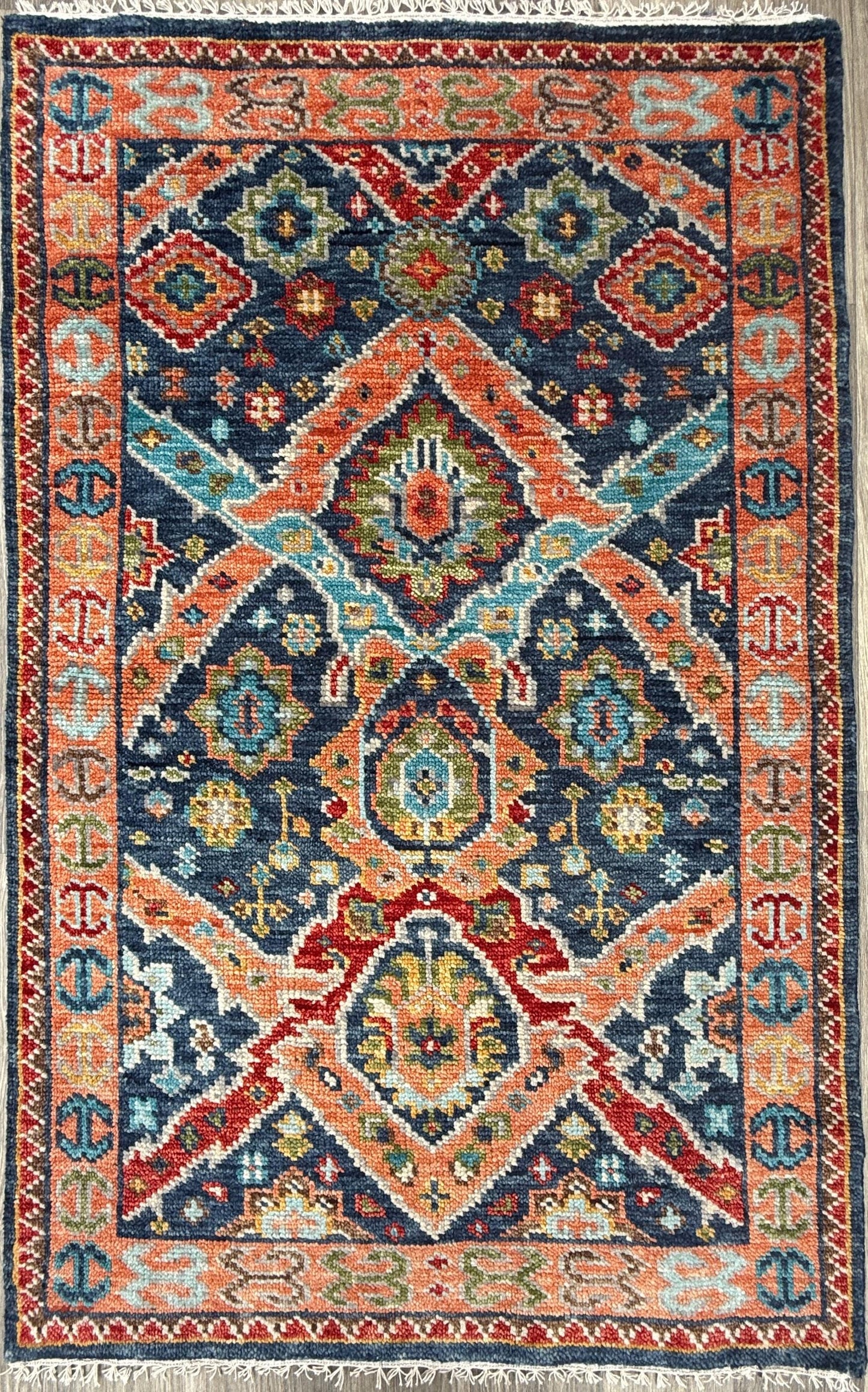 4x6.5 ft Oushak Bohemian Hand Knotted Rug: Modern Multicolored Area Vintage-Style Decor Carpet