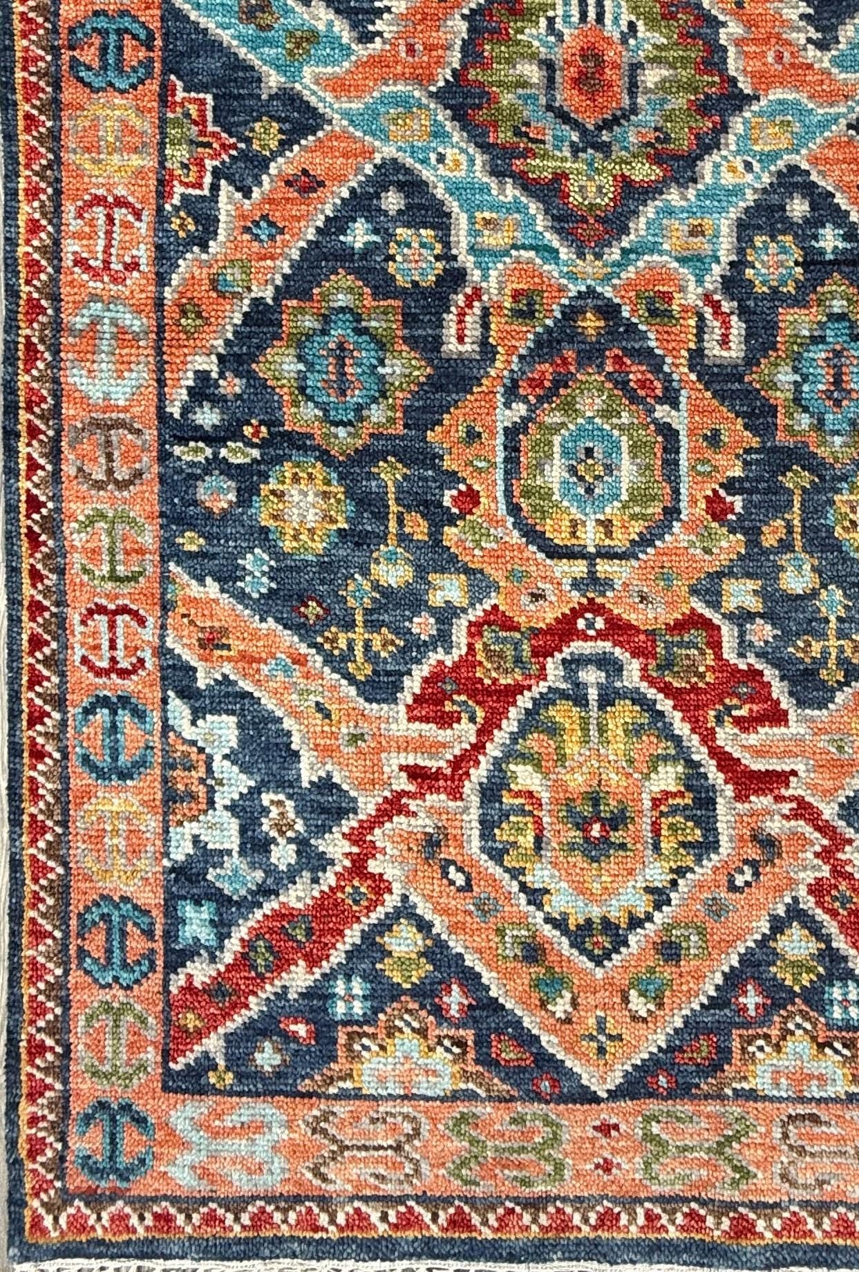 4x6.5 ft Oushak Bohemian Hand Knotted Rug: Modern Multicolored Area Vintage-Style Decor Carpet