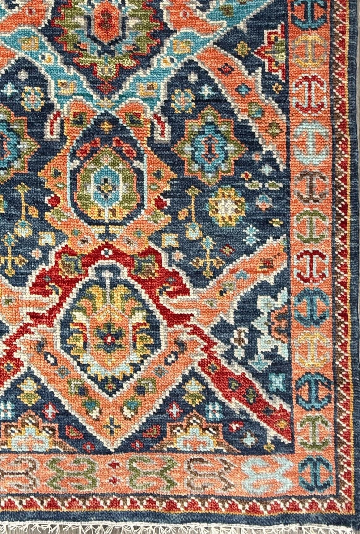 4x6.5 ft Oushak Bohemian Hand Knotted Rug: Modern Multicolored Area Vintage-Style Decor Carpet