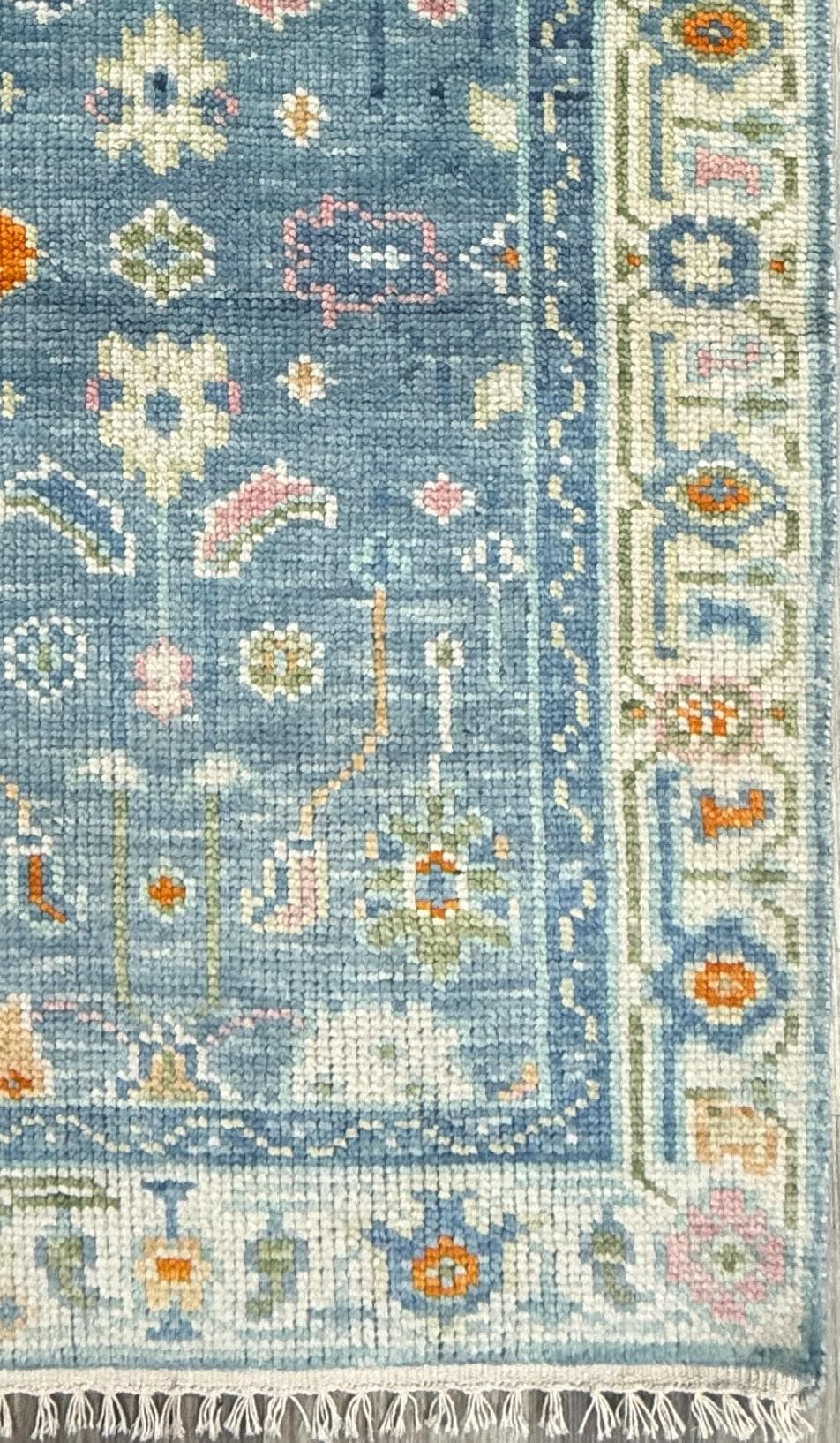 3x5 ft Hand Knotted Pastel Oushak Rug: Bohemian Floral Contemporary Area Carpet Modern Decorative Accent Rug